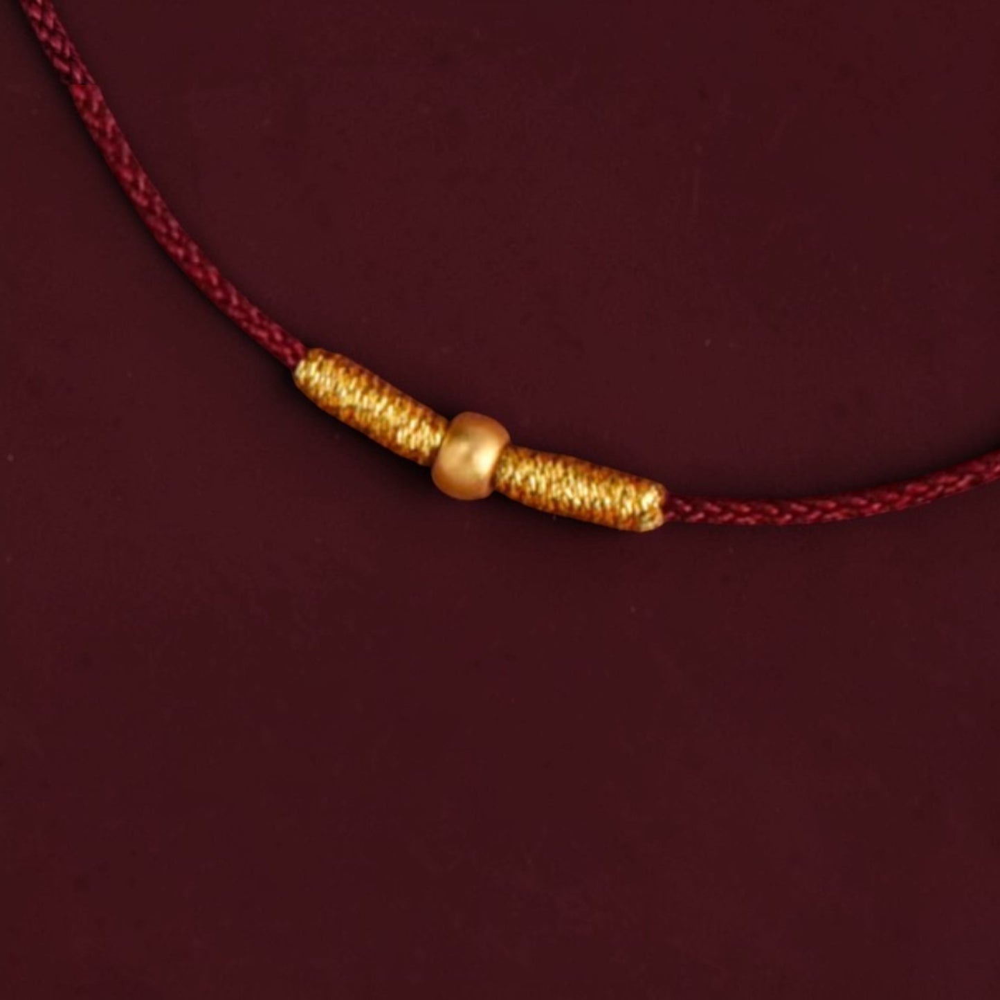 24k 999 Gold Bead Minimal Extremely Fine Red Rope Bracelet and Anklet
