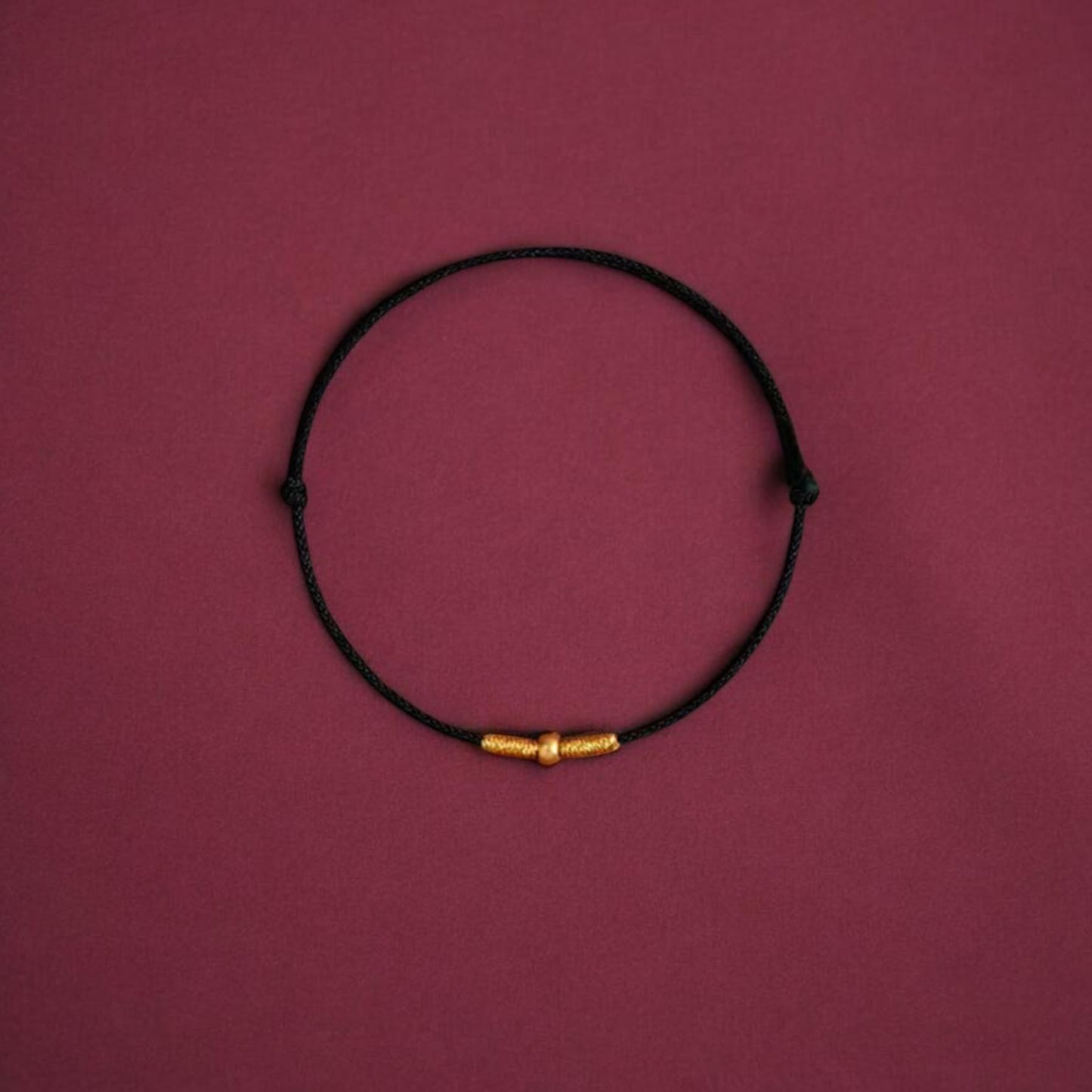 24k 999 Gold Bead Minimal Extremely Fine Red Rope Bracelet and Anklet