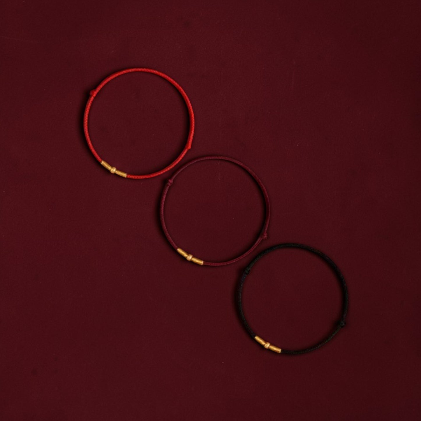 24k 999 Gold Bead Minimal Extremely Fine Red Rope Bracelet and Anklet