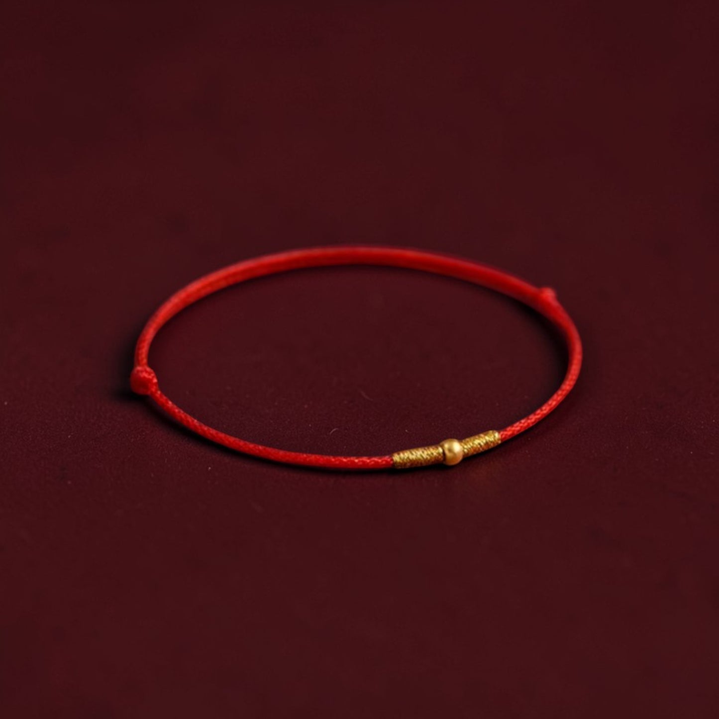 24k 999 Gold Bead Minimal Extremely Fine Red Rope Bracelet and Anklet