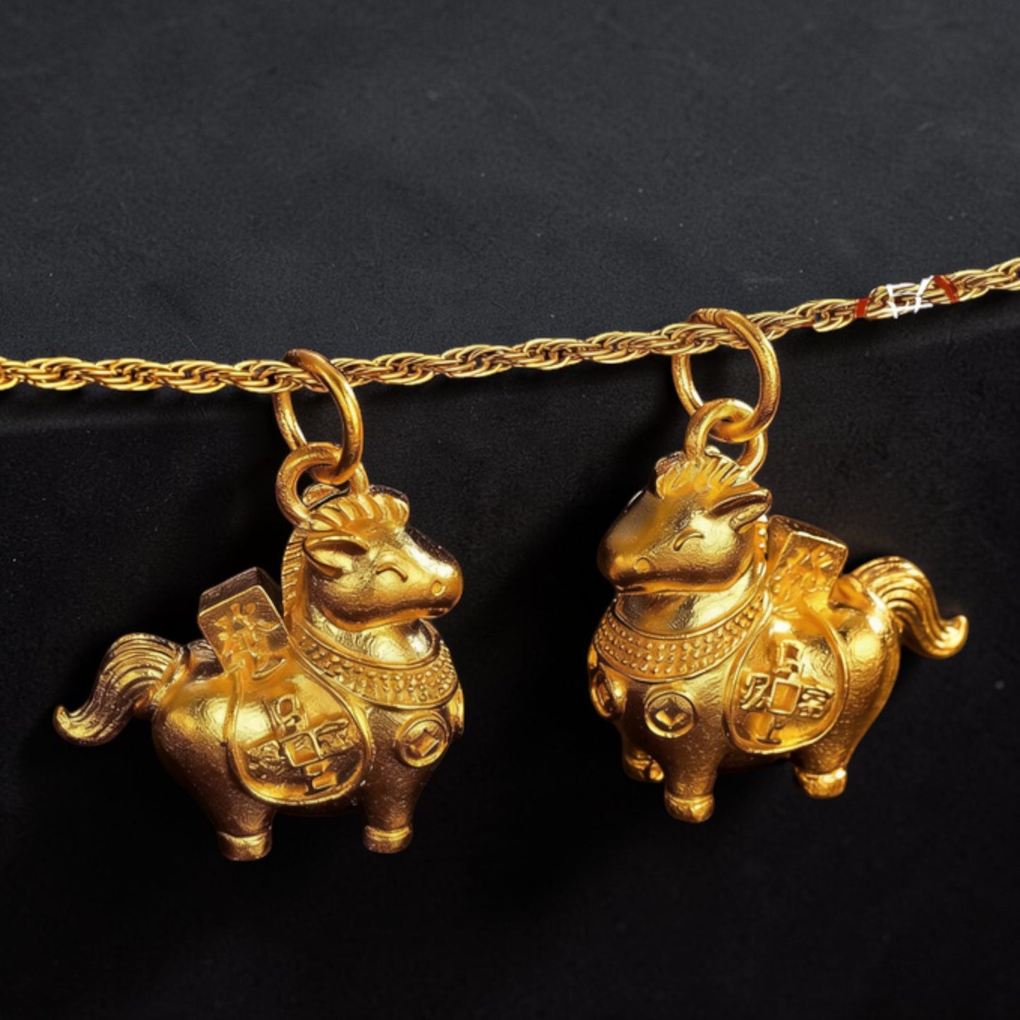 24K 999 Gold Chinese Zodiac Bring Wealth Horse Pendant