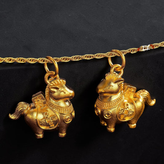 24K 999 Gold Chinese Zodiac Bring Wealth Horse Pendant
