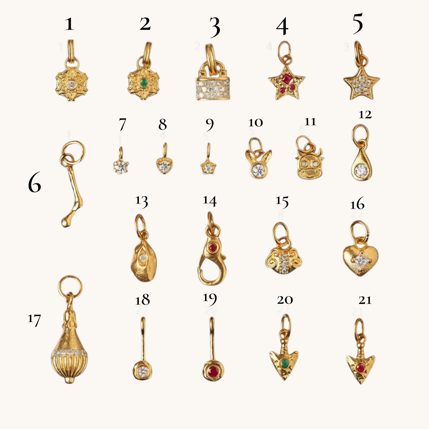 24K Gold D.I.Y Small Charm Heart Star Styles