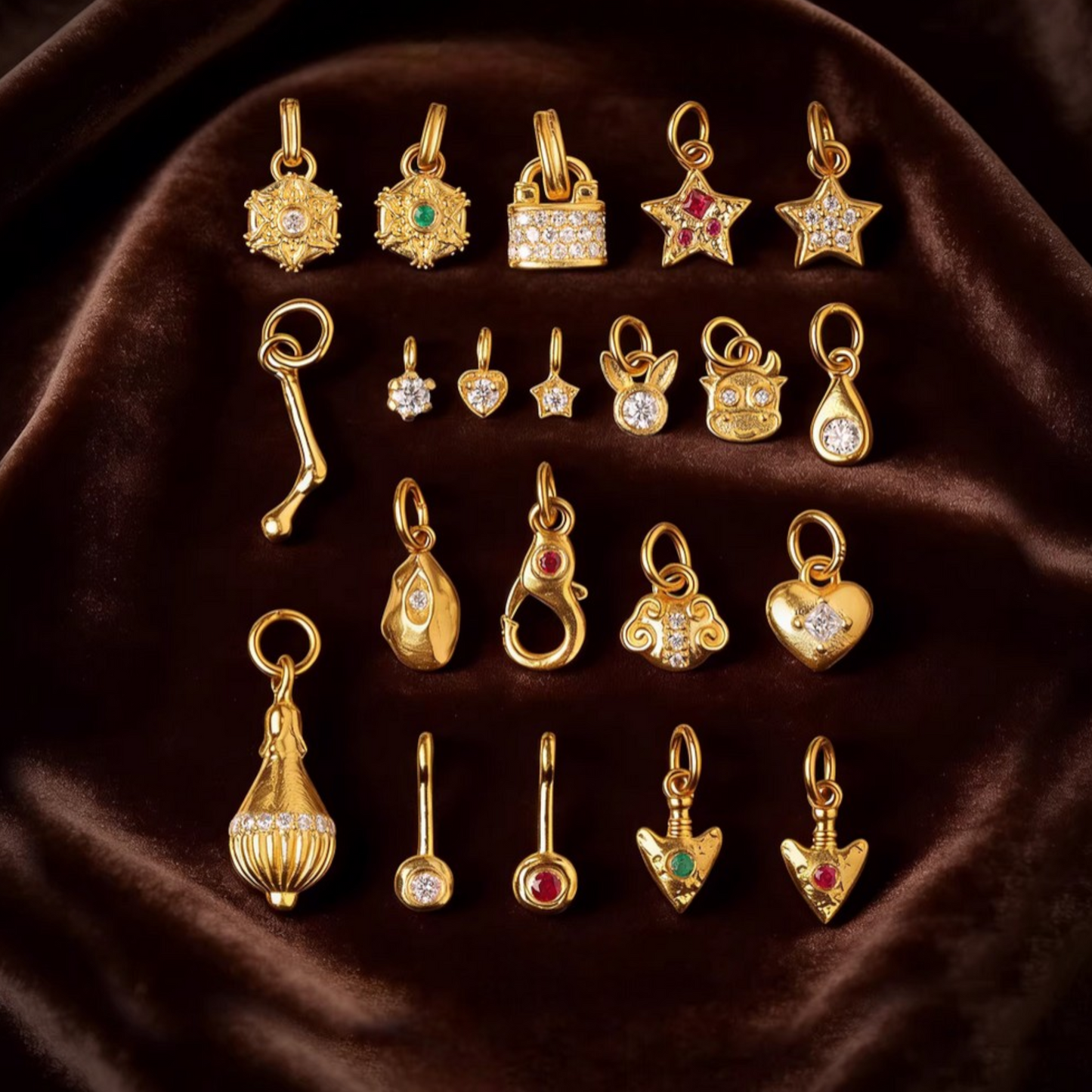 24K Gold D.I.Y Small Charm Heart Star Styles
