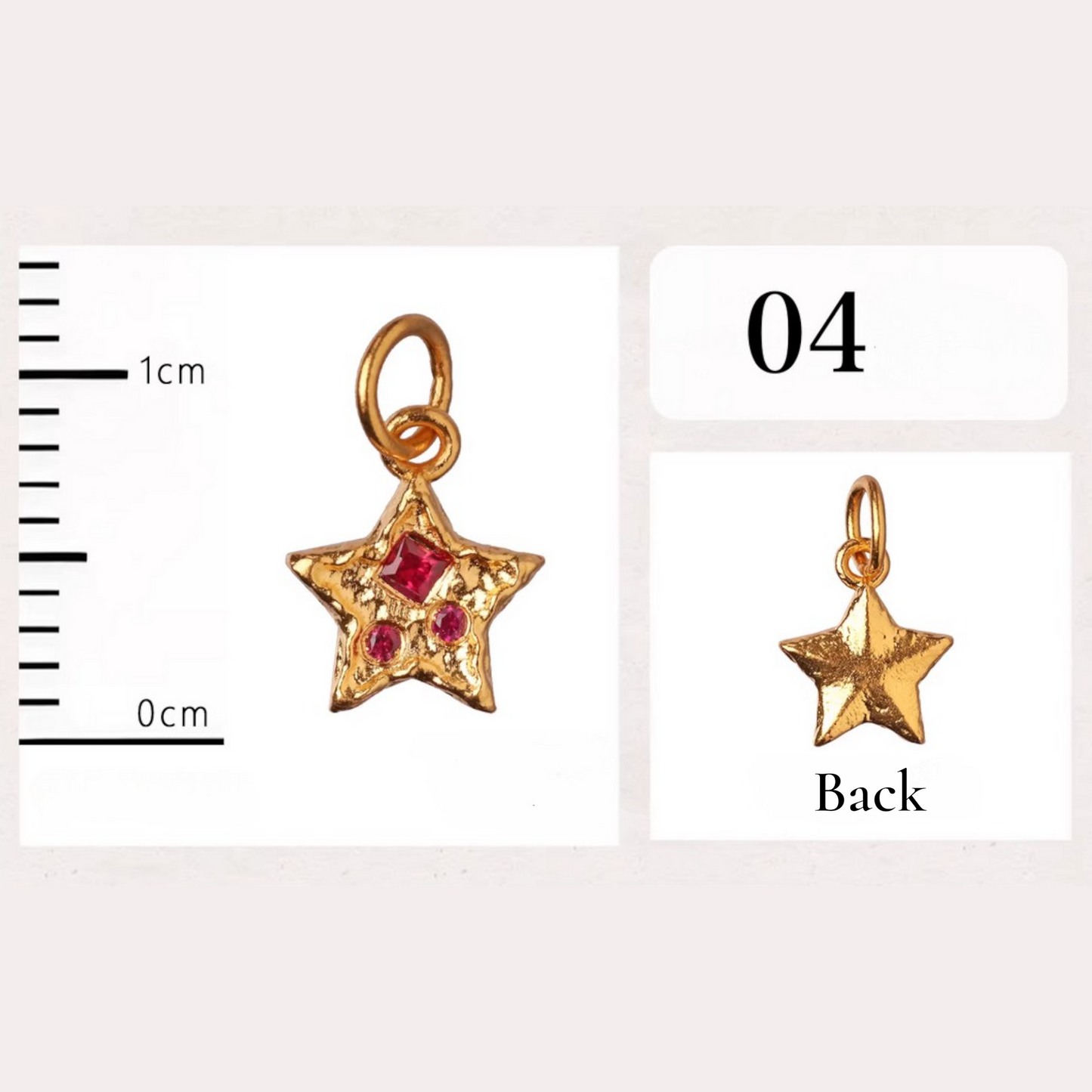 24K Gold D.I.Y Small Charm Heart Star Styles