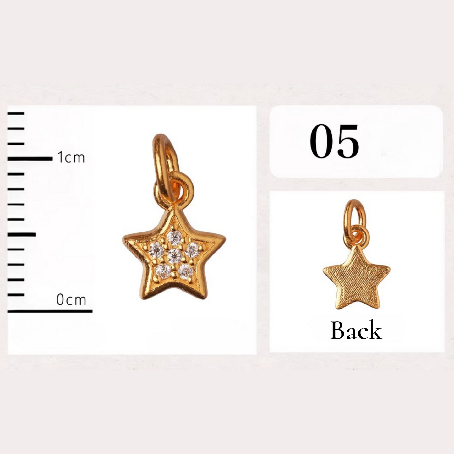 24K Gold D.I.Y Small Charm Heart Star Styles