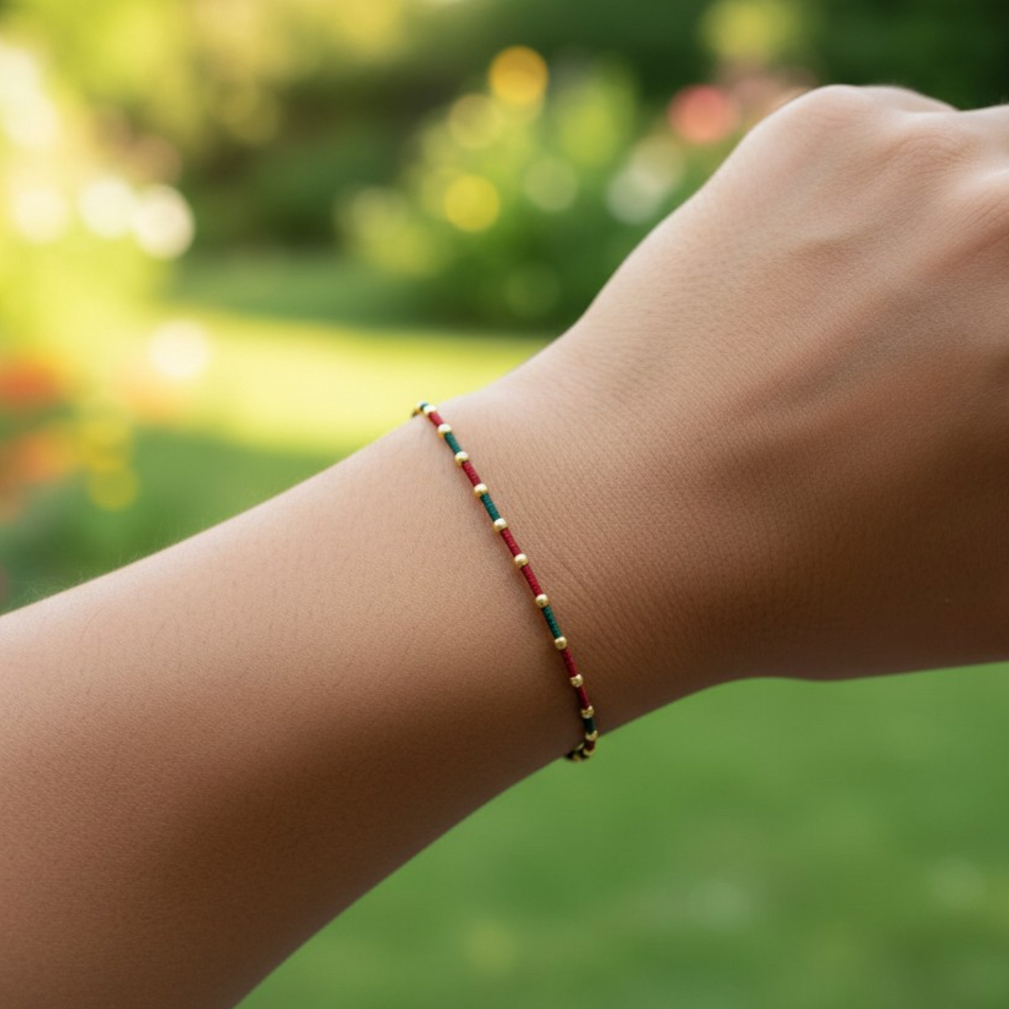 24k 999 Gold Beads Lucky Charm Disco Beads Handmade Woven Bracelet and Anklet