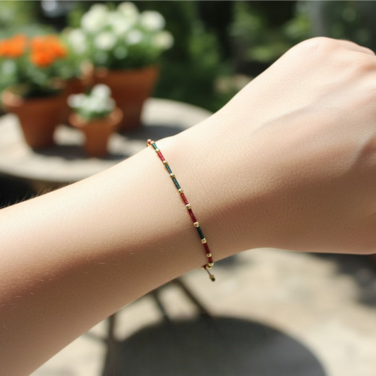 24k 999 Gold Beads Lucky Charm Disco Beads Handmade Woven Bracelet and Anklet