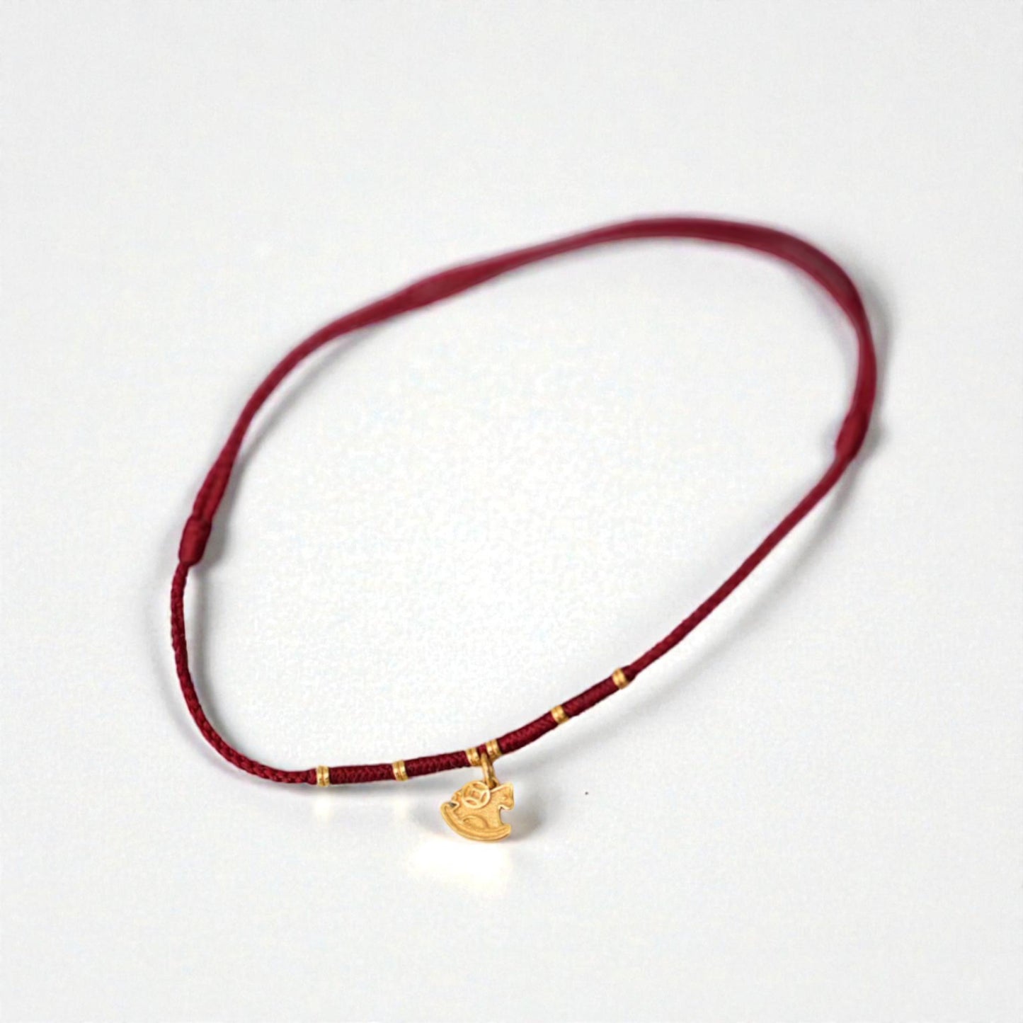 24k 999 Gold Zodiac Horse Handmade Woven Bracelet and Anklet
