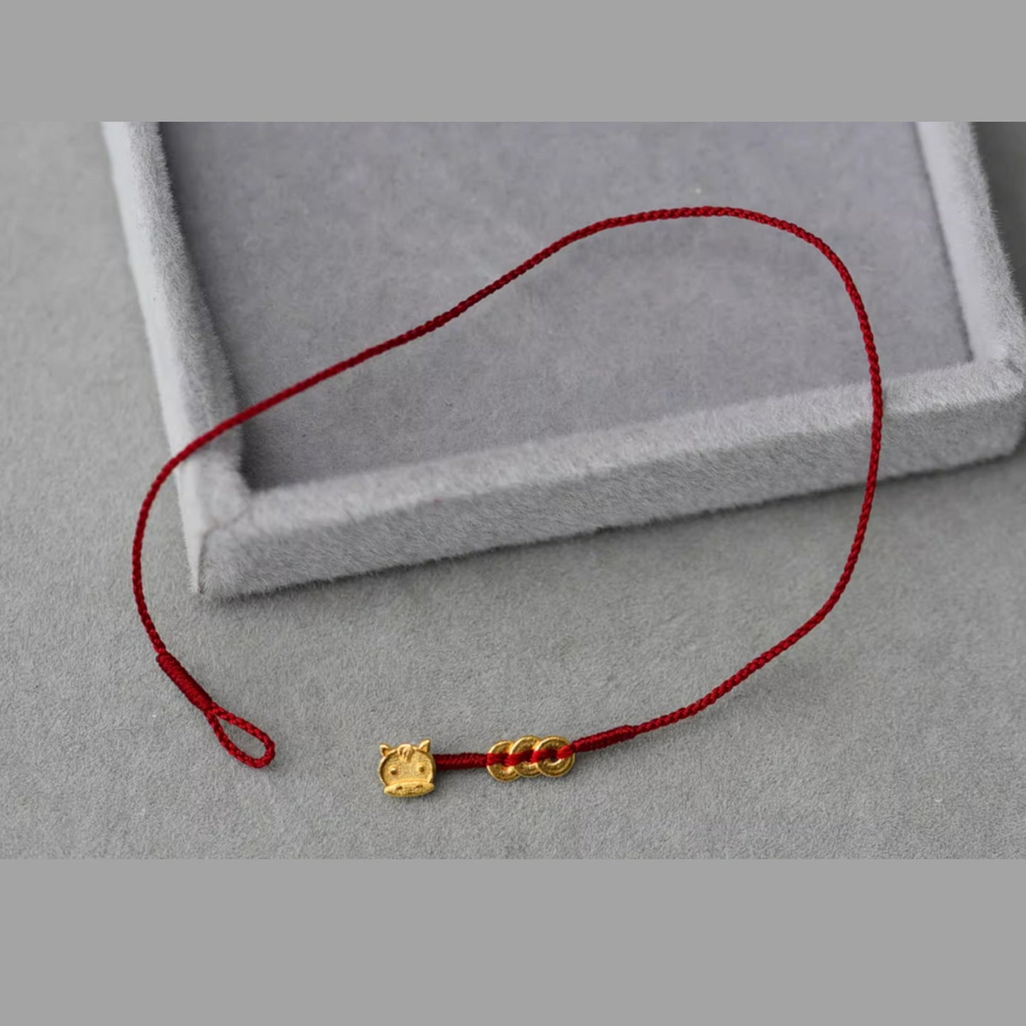24k 999 Gold Mini Zodiac Horse Handmade Woven Bracelet and Anklet