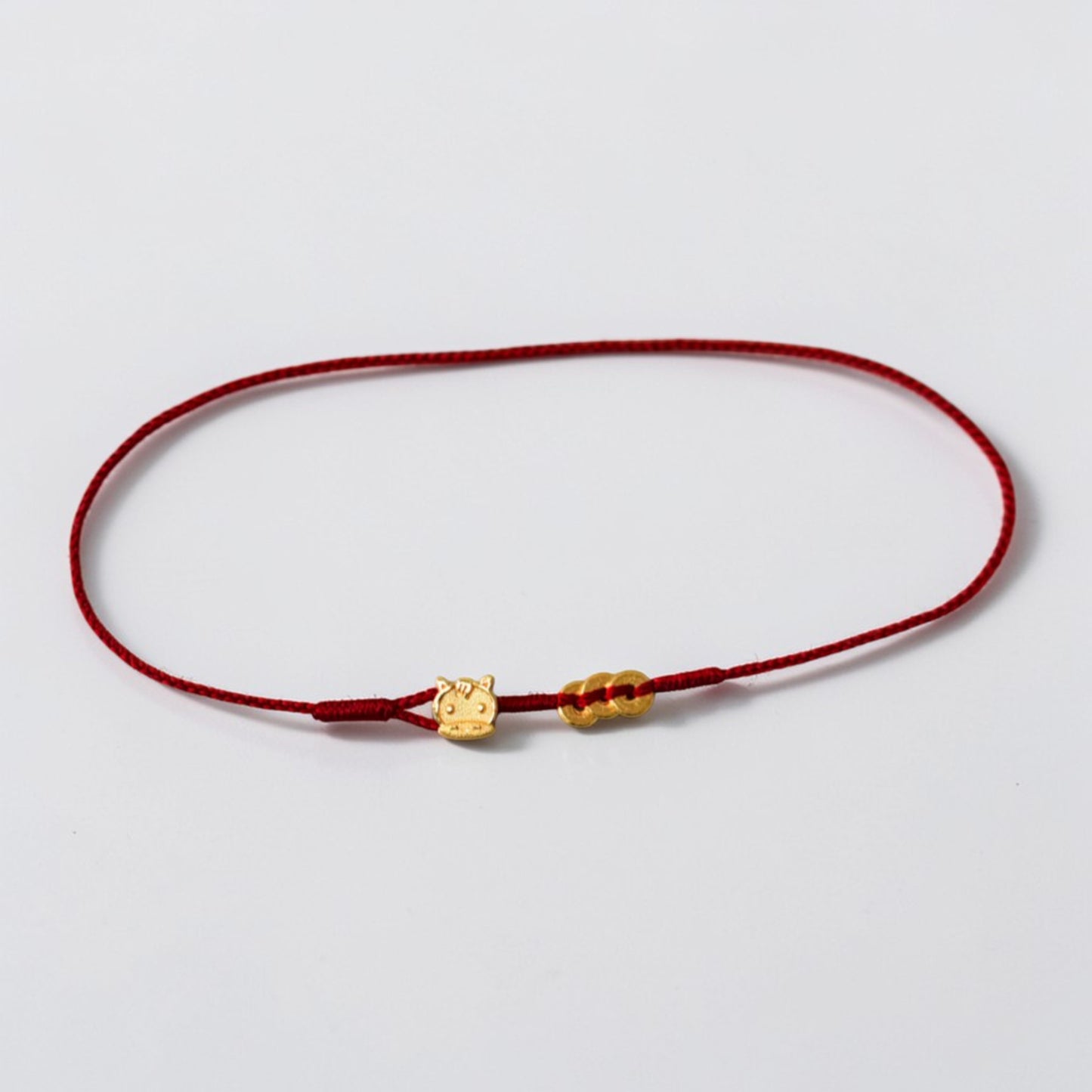 24k 999 Gold Mini Zodiac Horse Handmade Woven Bracelet and Anklet