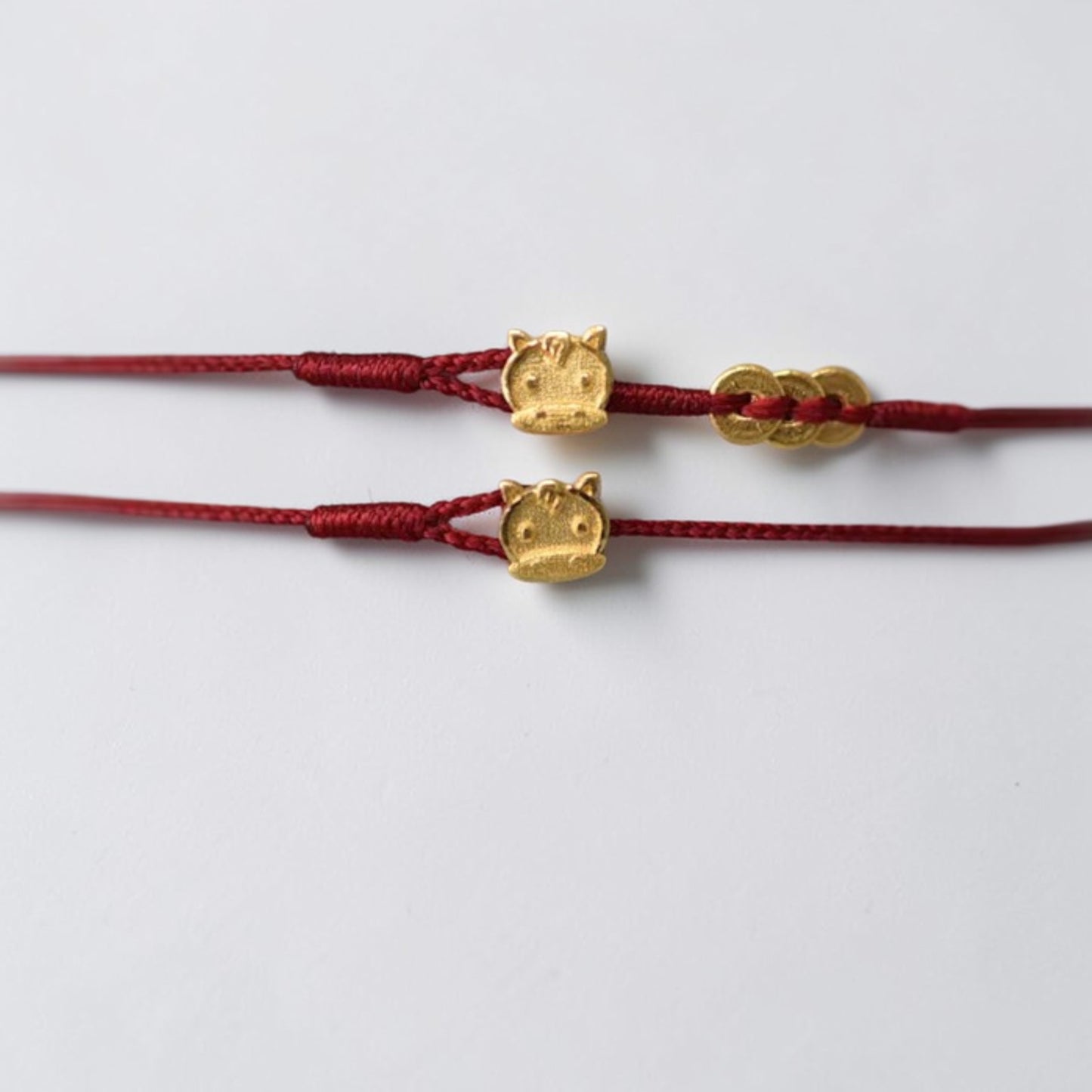 24k 999 Gold Mini Zodiac Horse Handmade Woven Bracelet and Anklet