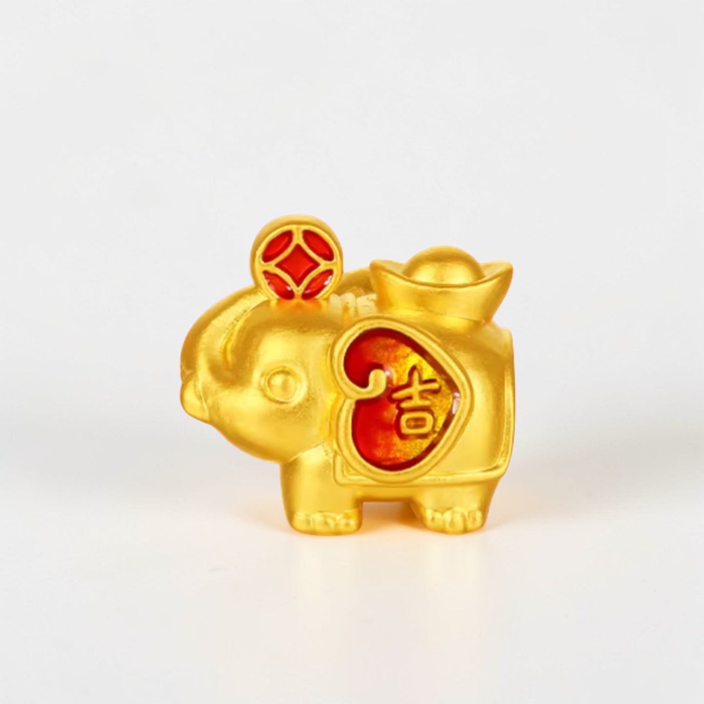 24K 999 Gold Enamel Elephant Charm with Braided Adjustable Bracelet