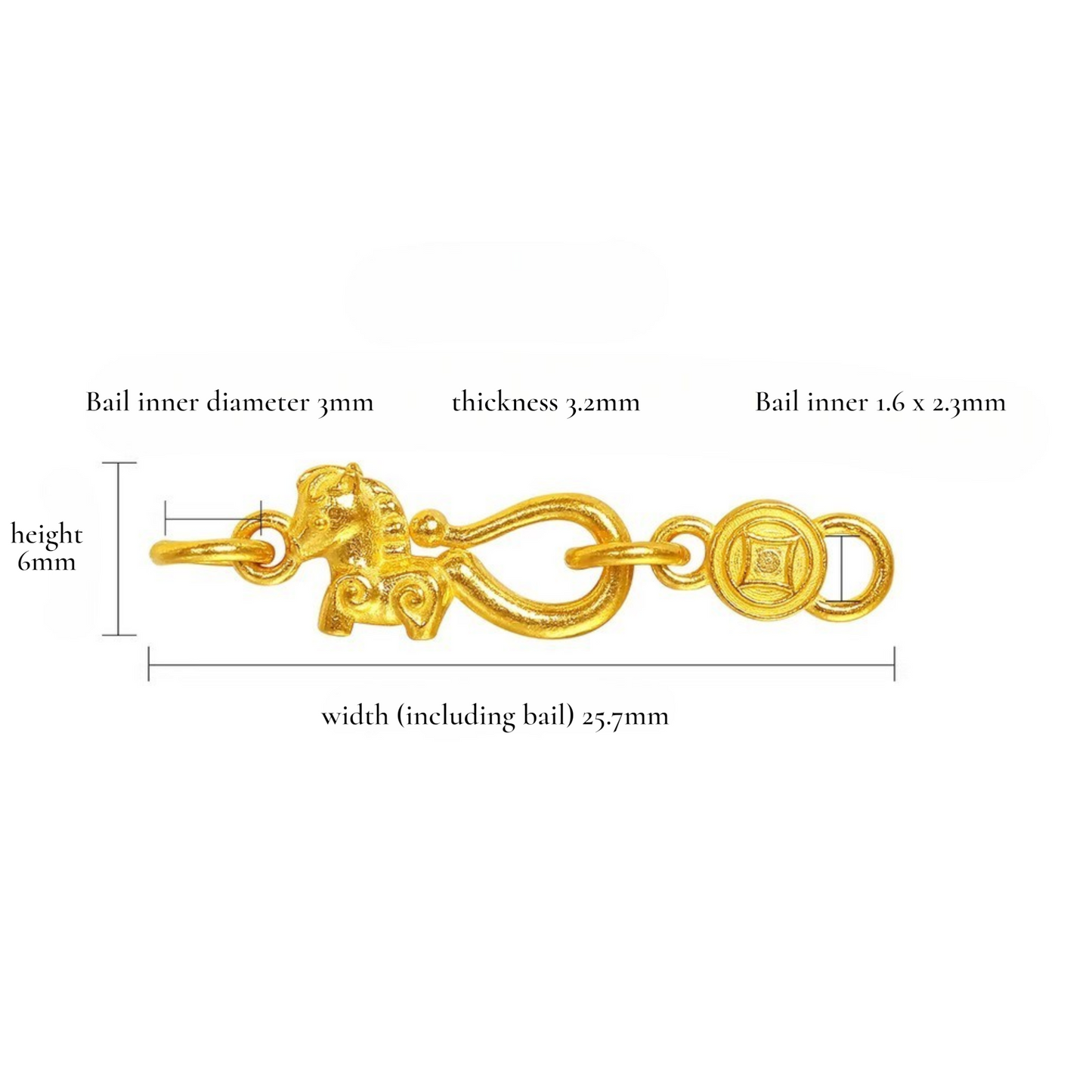 24K Gold D.I.Y Universal Connector Zodiac Horse Hook Clasp