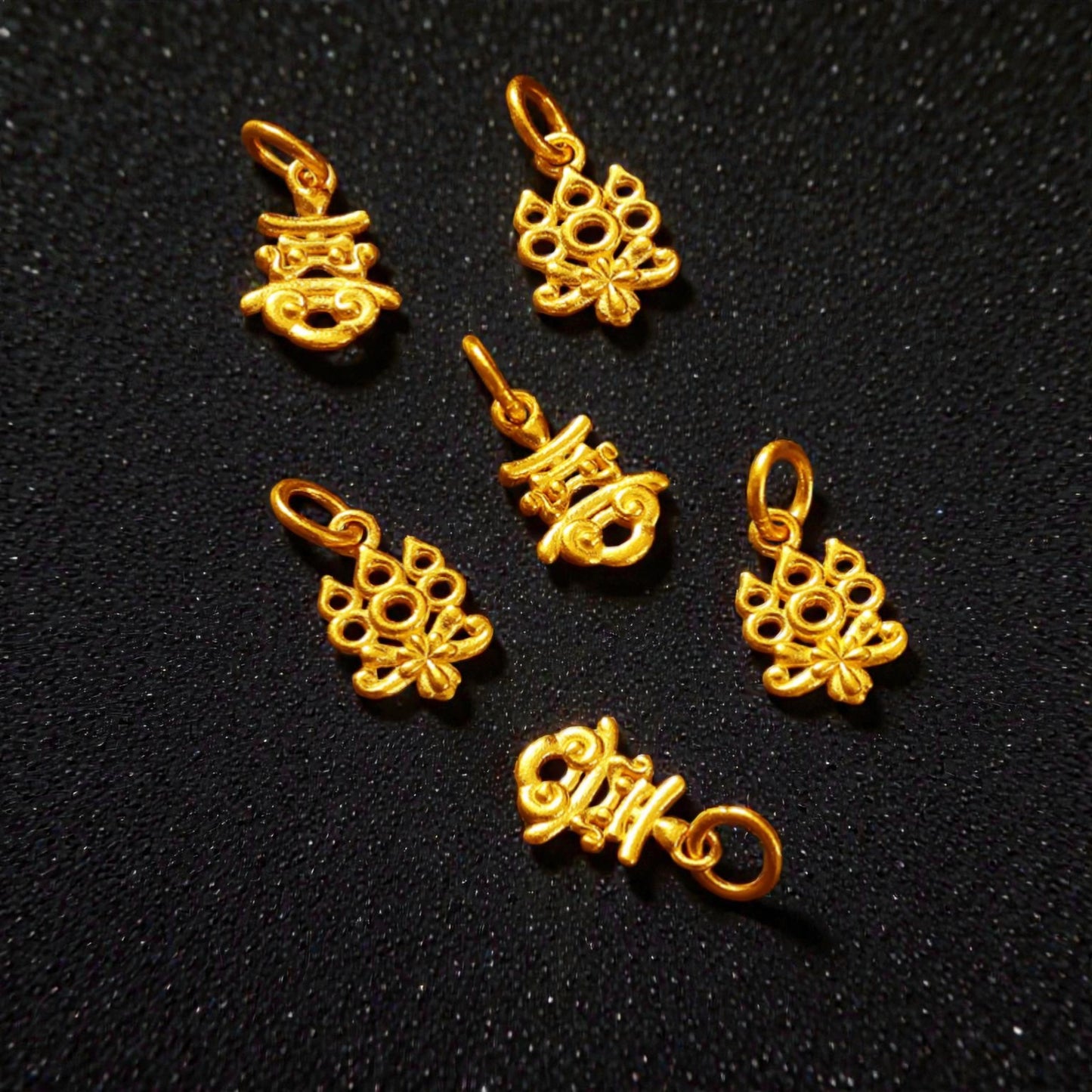 24K Gold Mini Chinese Character "joy" and "happiness" Charm