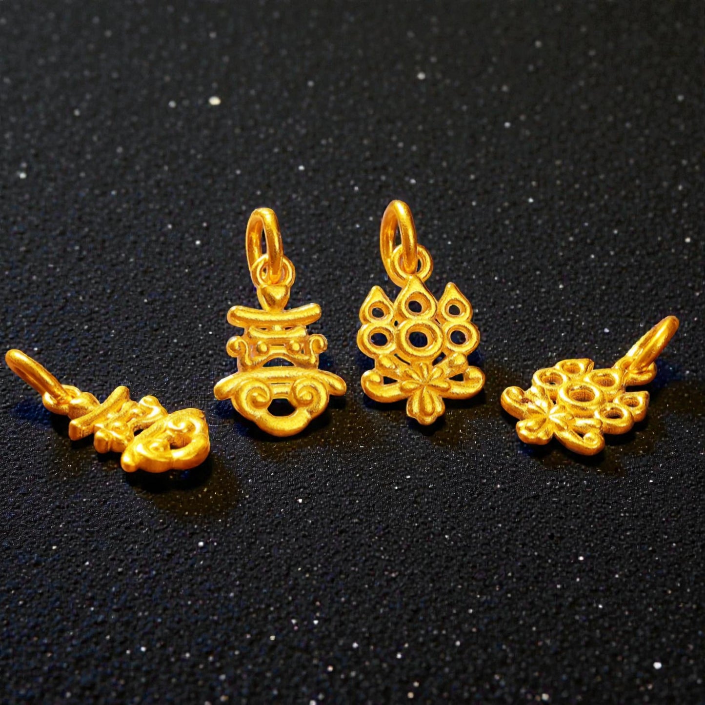 24K Gold Mini Chinese Character "joy" and "happiness" Charm