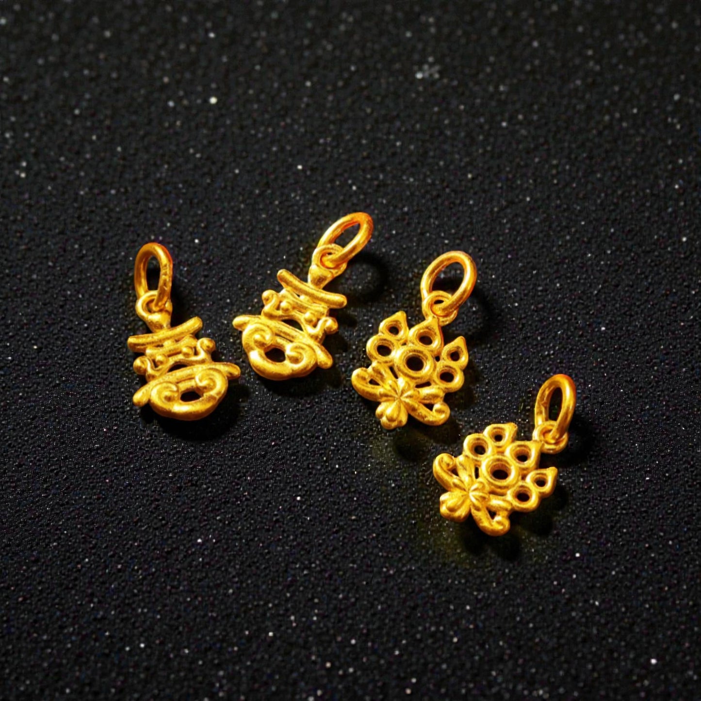 24K Gold Mini Chinese Character "joy" and "happiness" Charm