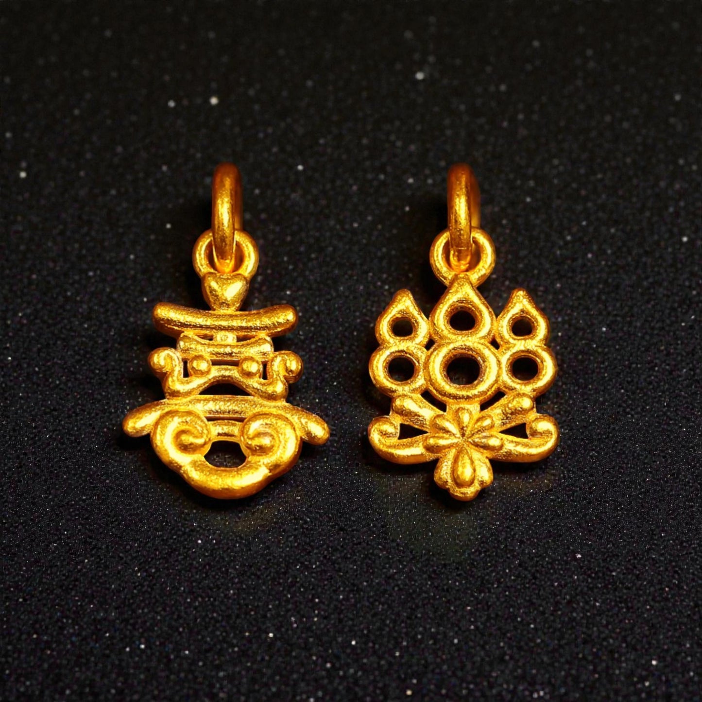 24K Gold Mini Chinese Character "joy" and "happiness" Charm