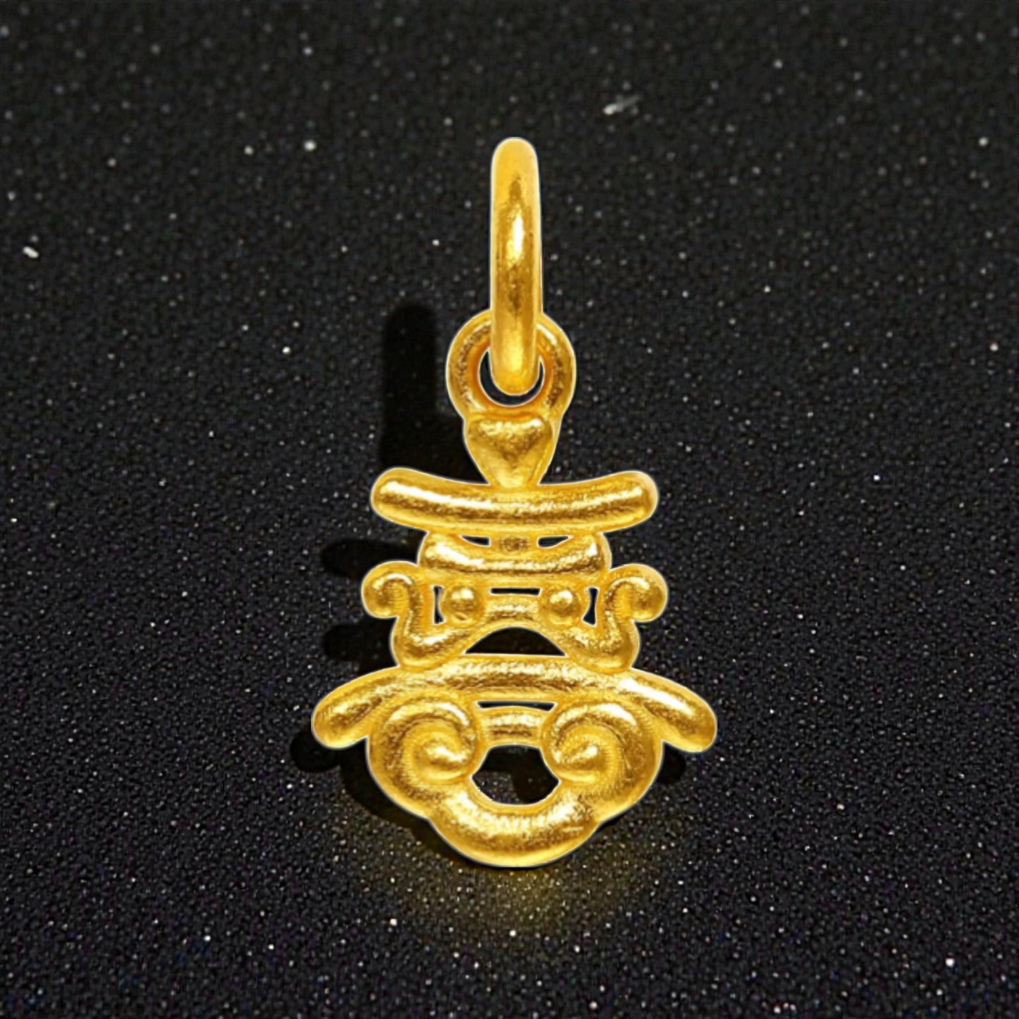 24K Gold Mini Chinese Character "joy" and "happiness" Charm