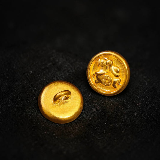 24K 999 Gold Horse Button D.I.Y Charm