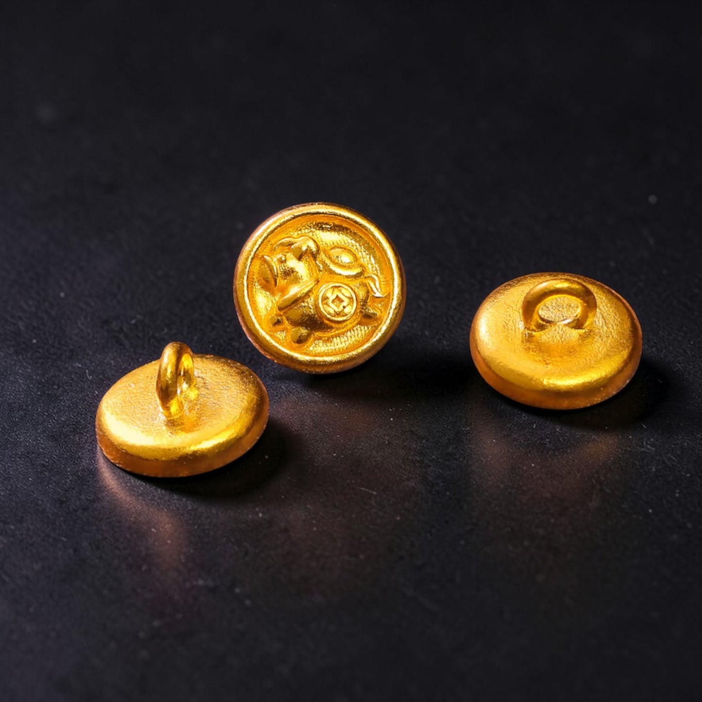 24K 999 Gold Horse Button D.I.Y Charm