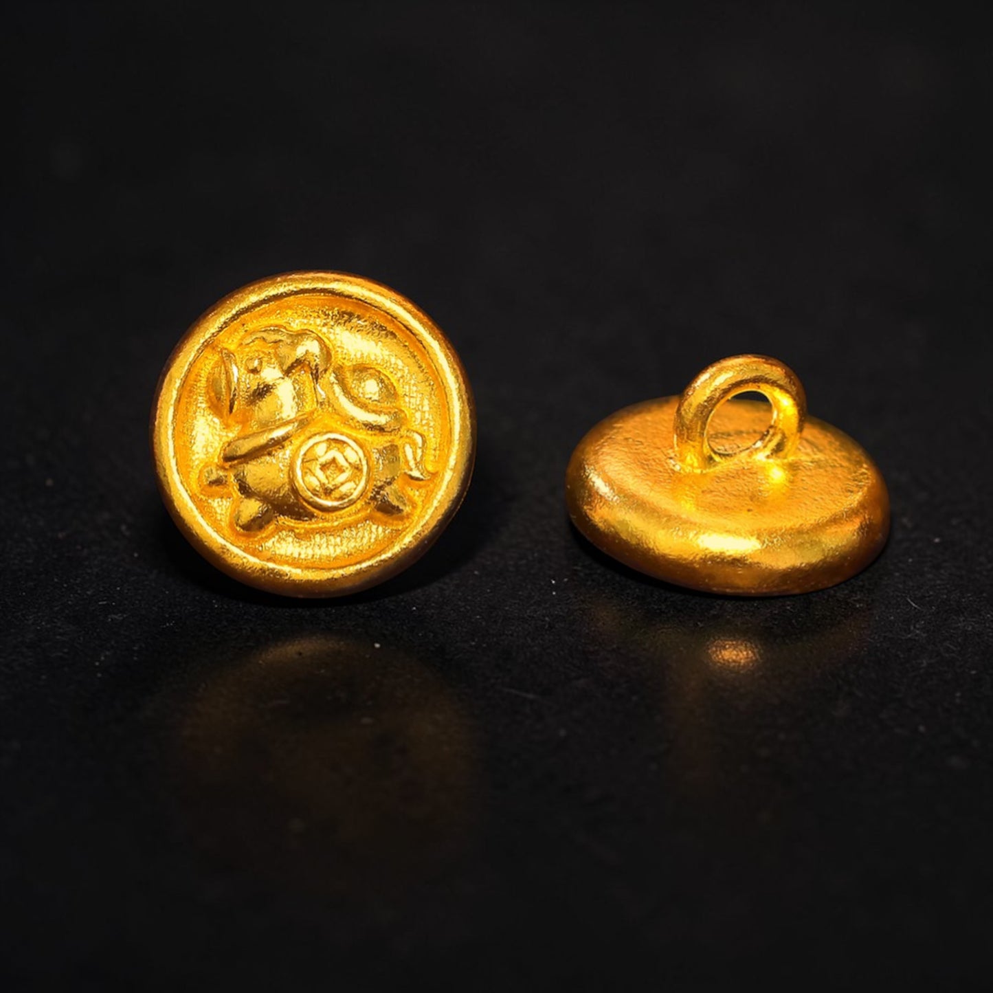 24K 999 Gold Horse Button D.I.Y Charm