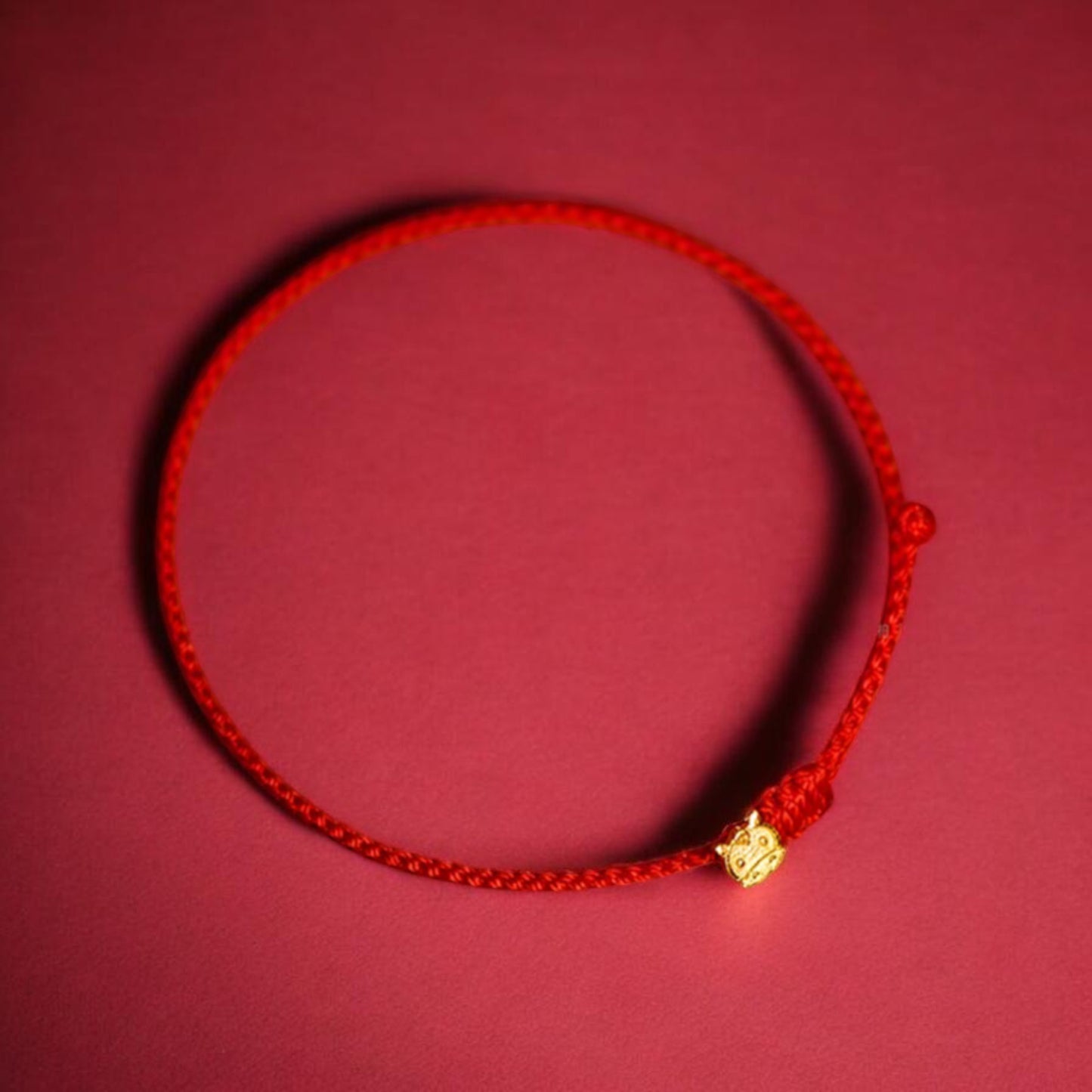 24K 999 Solid Gold Mini Zodiac Horse Charm with Braided Bracelet