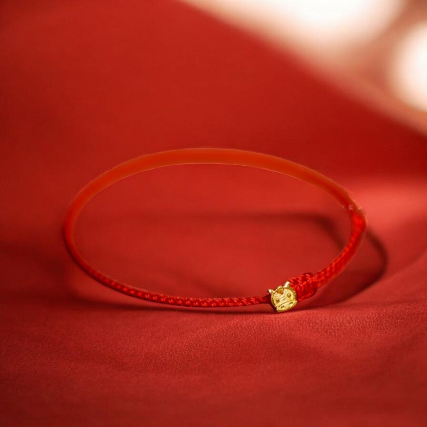 24K 999 Solid Gold Mini Zodiac Horse Charm with Braided Bracelet
