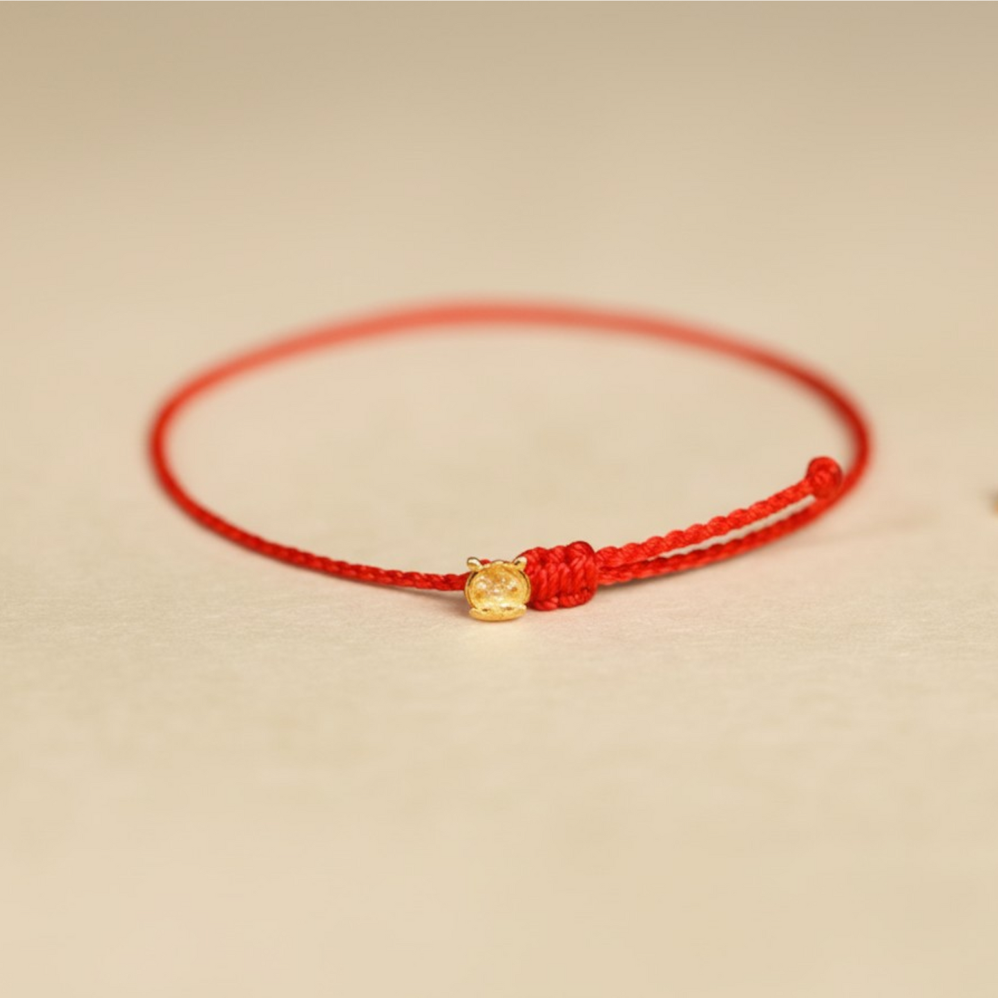 24K 999 Solid Gold Mini Zodiac Horse Charm with Braided Bracelet