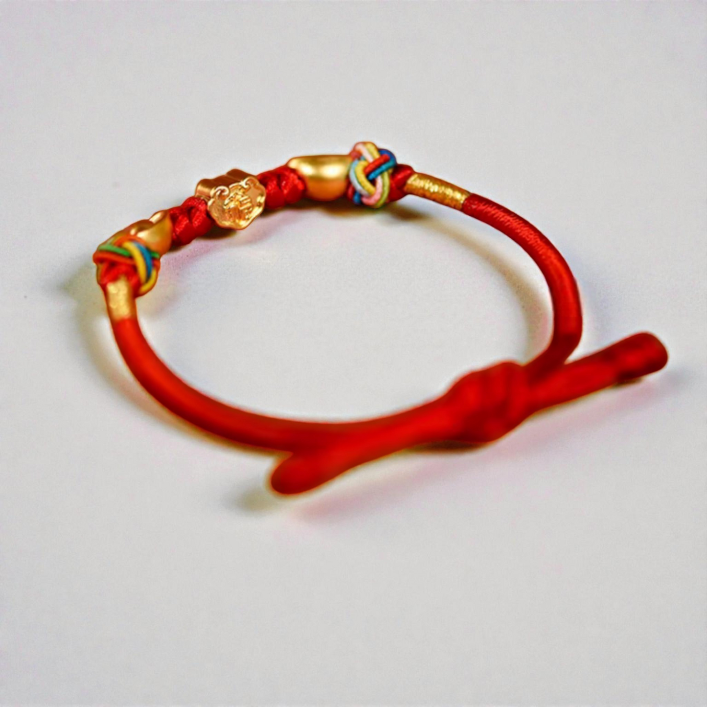 24K 999 Auspicious Cloud Lock Lucky Charm with Braided Bracelet Women Kids Baby Size