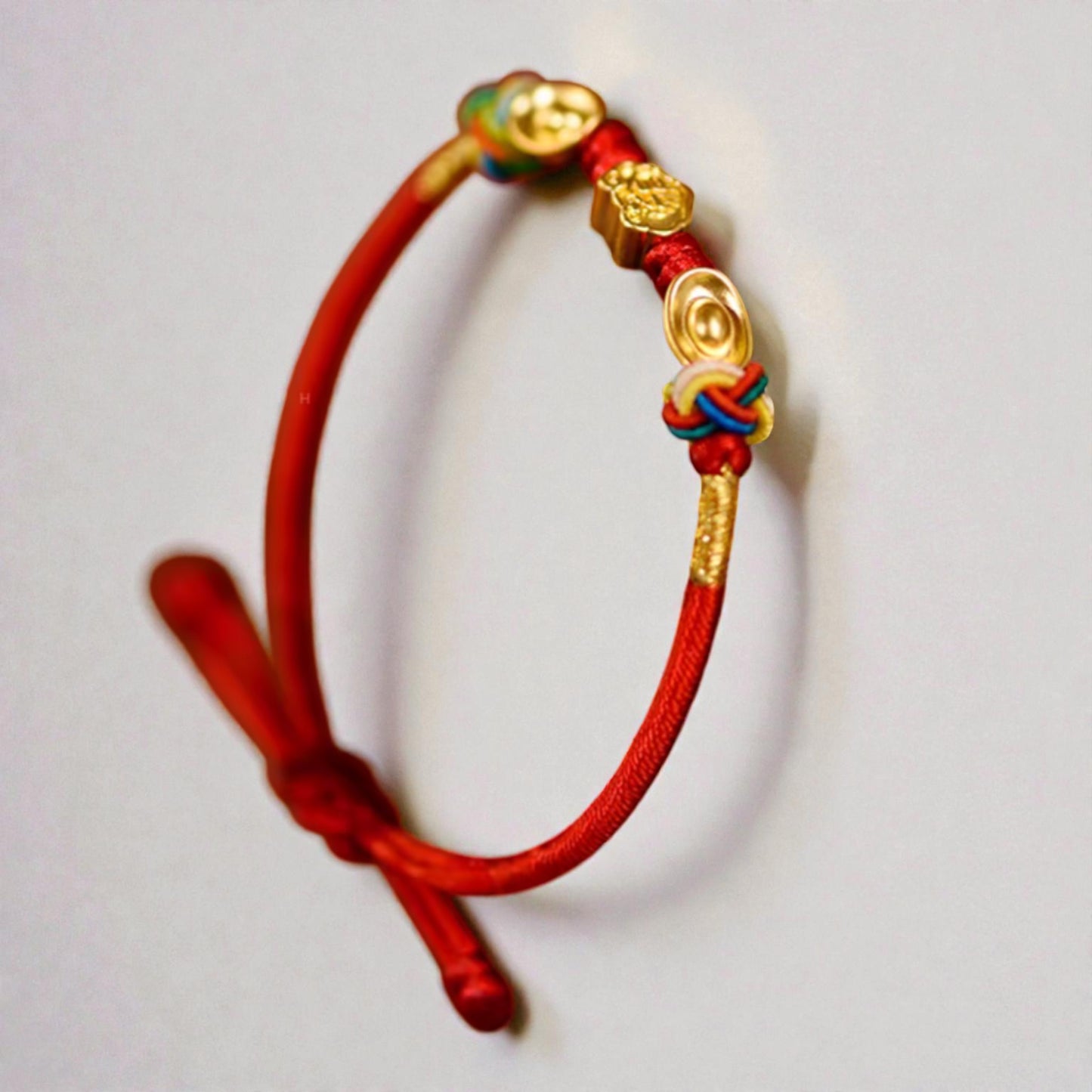24K 999 Auspicious Cloud Lock Lucky Charm with Braided Bracelet Women Kids Baby Size