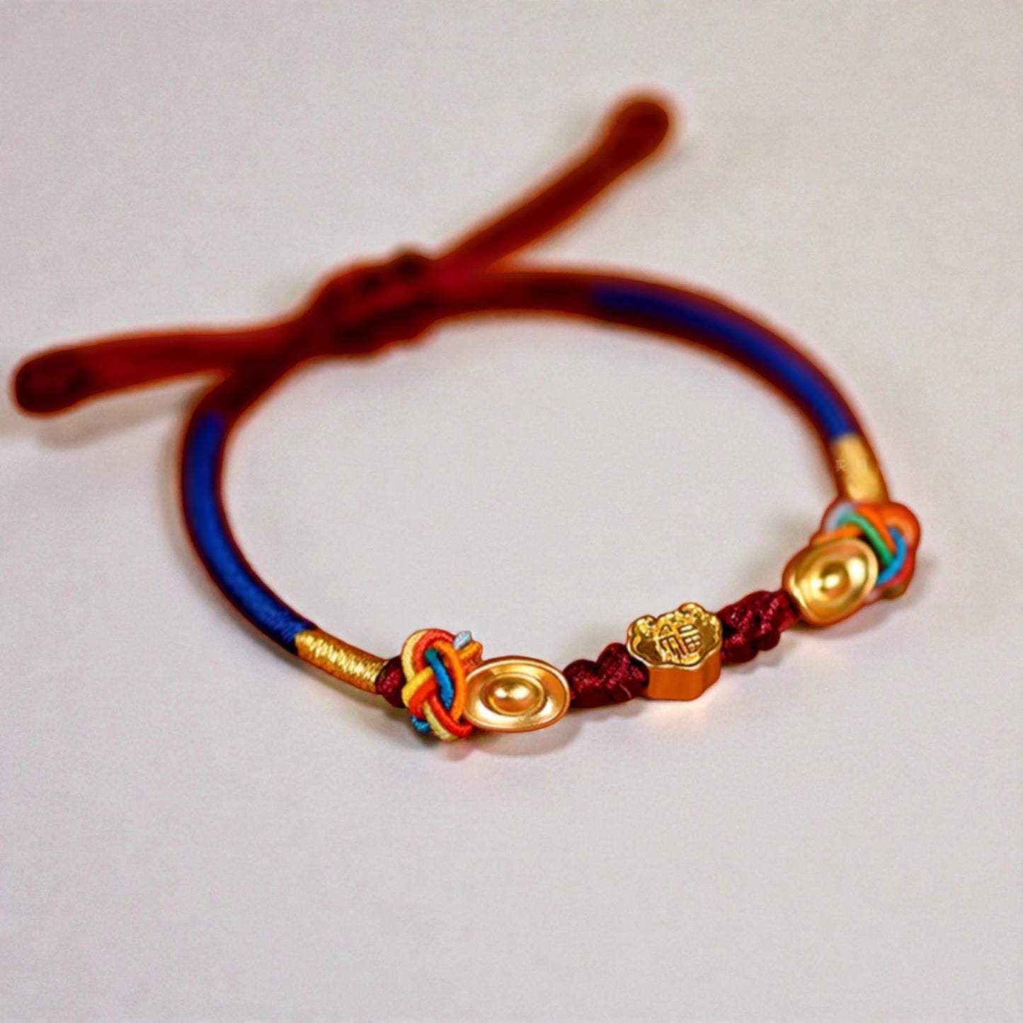 24K 999 Auspicious Cloud Lock Lucky Charm with Braided Bracelet Women Kids Baby Size