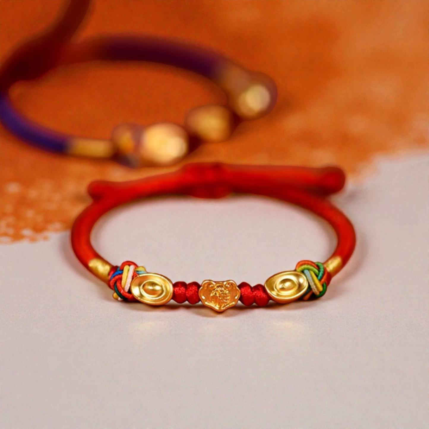 24K 999 Auspicious Cloud Lock Lucky Charm with Braided Bracelet Women Kids Baby Size