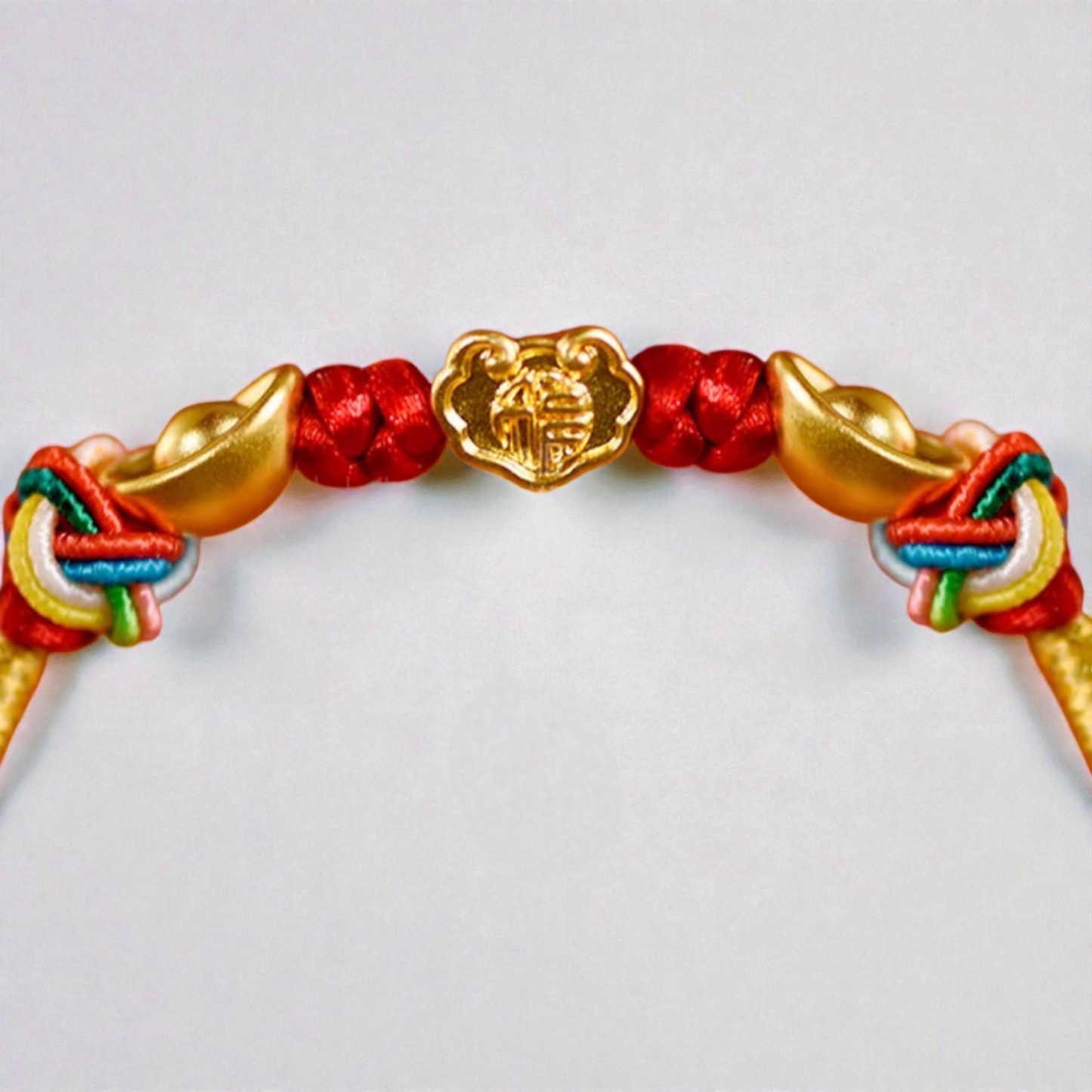 24K 999 Auspicious Cloud Lock Lucky Charm with Braided Bracelet Women Kids Baby Size
