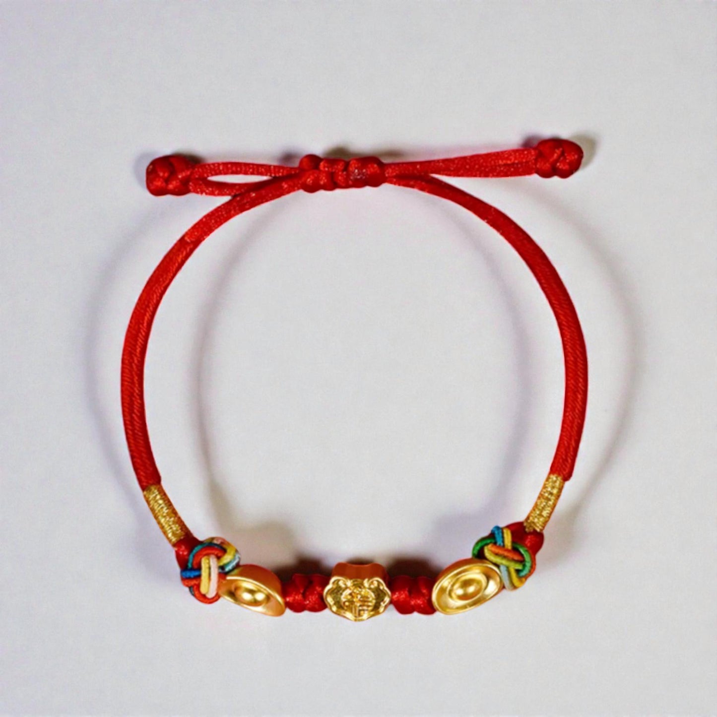24K 999 Auspicious Cloud Lock Lucky Charm with Braided Bracelet Women Kids Baby Size