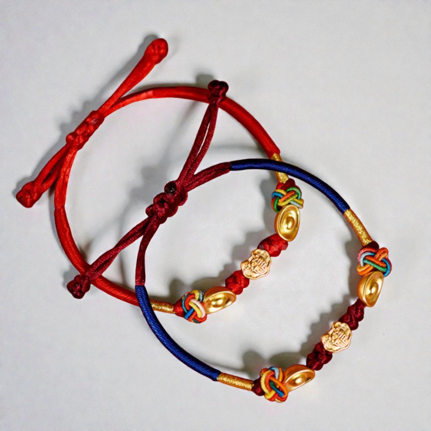 24K 999 Auspicious Cloud Lock Lucky Charm with Braided Bracelet Women Kids Baby Size