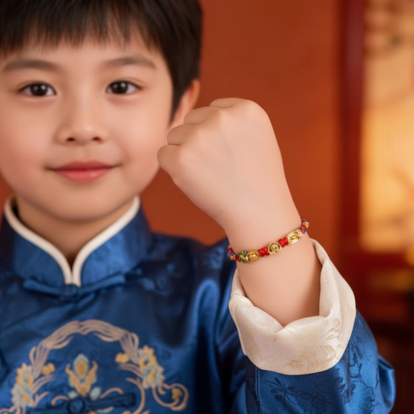 24K 999 Auspicious Cloud Lock Lucky Charm with Braided Bracelet Women Kids Baby Size
