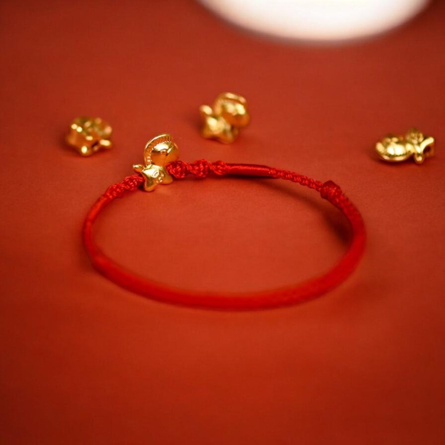 24K 999 Gold Mini Zodiac Horse Charm with Braided Bracelet