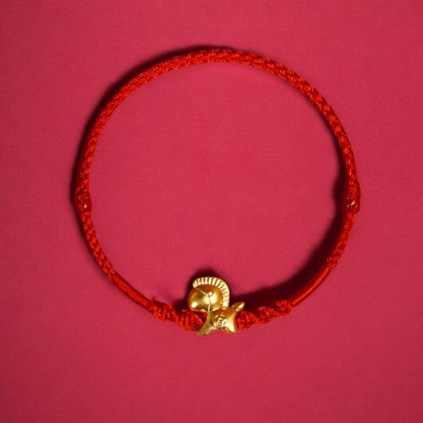 24K 999 Gold Mini Zodiac Horse Charm with Braided Bracelet