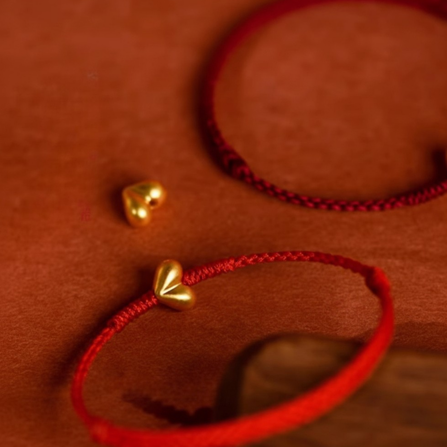 24K 999 Gold Heart Charm Woven Adjustable Bracelet