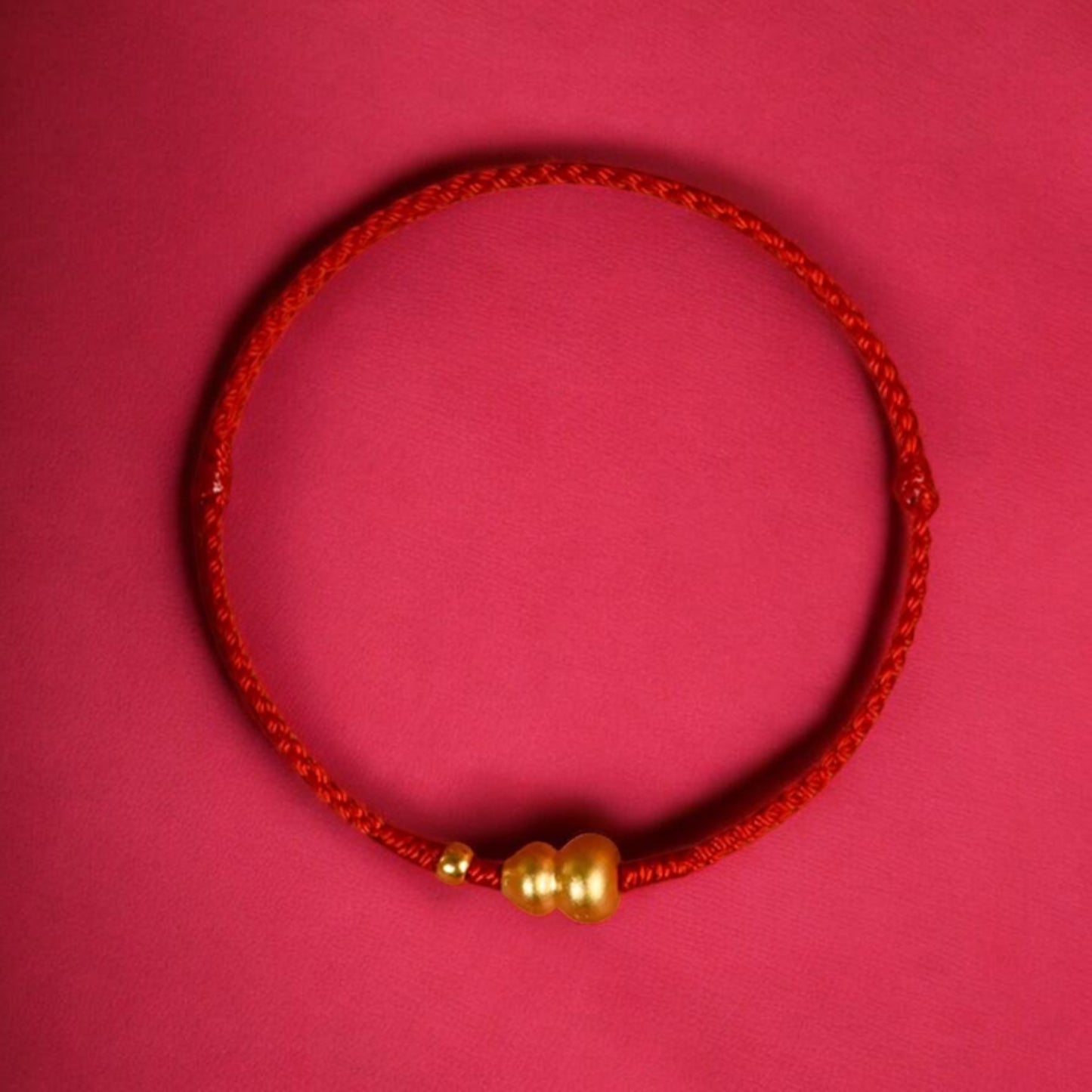 24K 999 Gold Mini Gourd Charm Woven Adjustable Bracelet