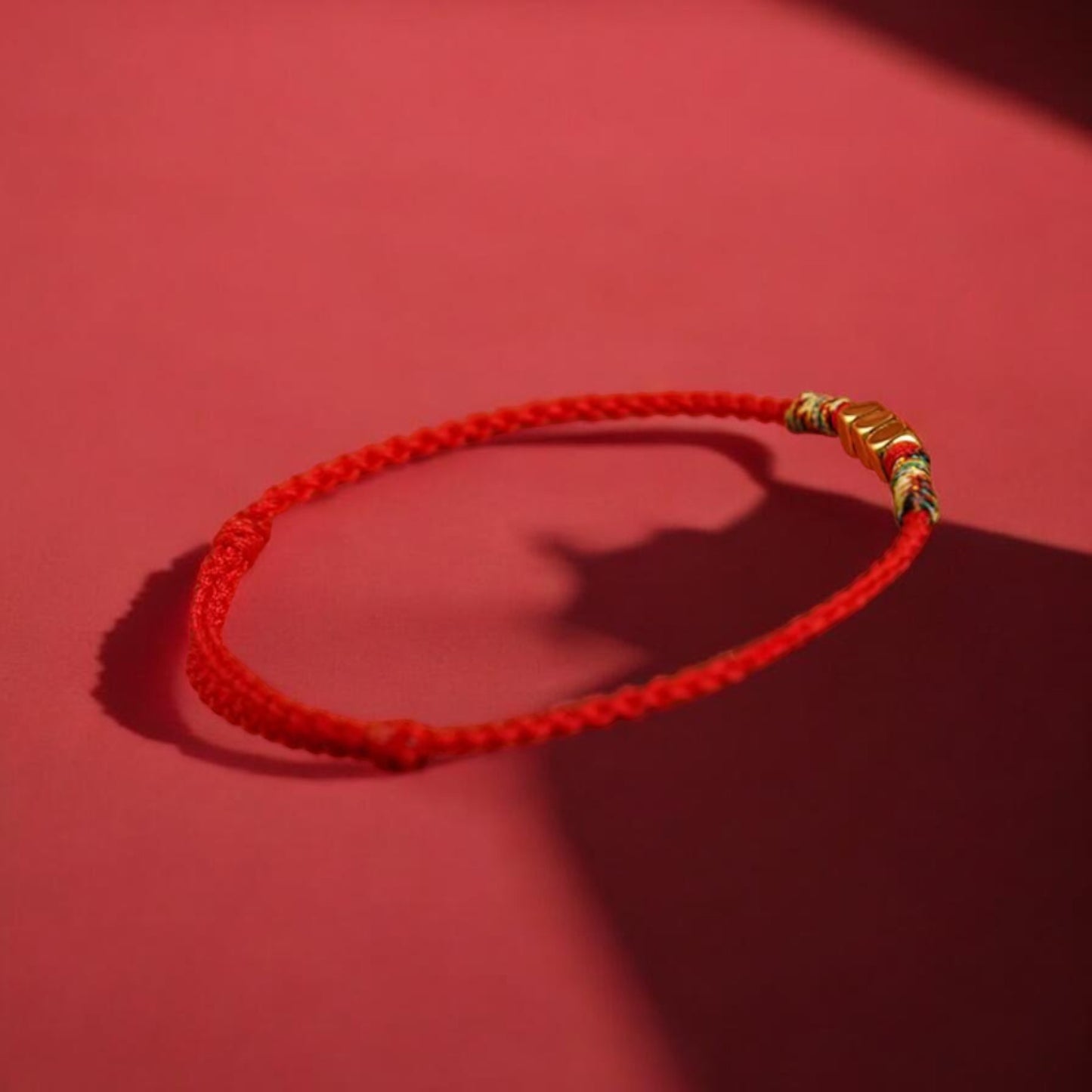 24K 999 Gold Mini Cube Charm Rope Braided Bracelet