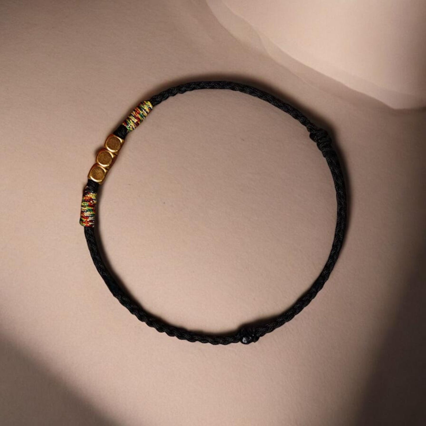 24K 999 Gold Mini Cube Charm Rope Braided Bracelet