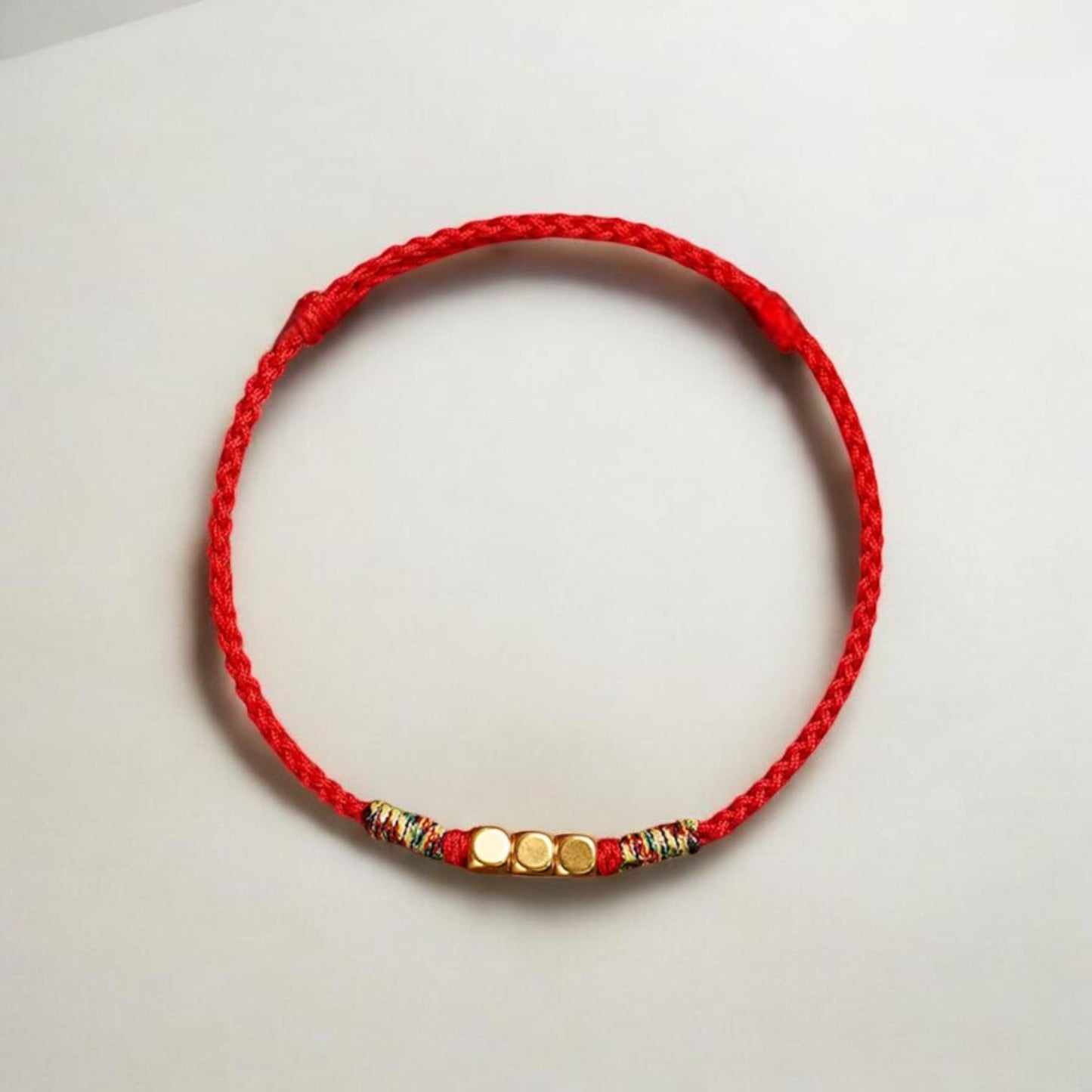 24K 999 Gold Mini Cube Charm Rope Braided Bracelet