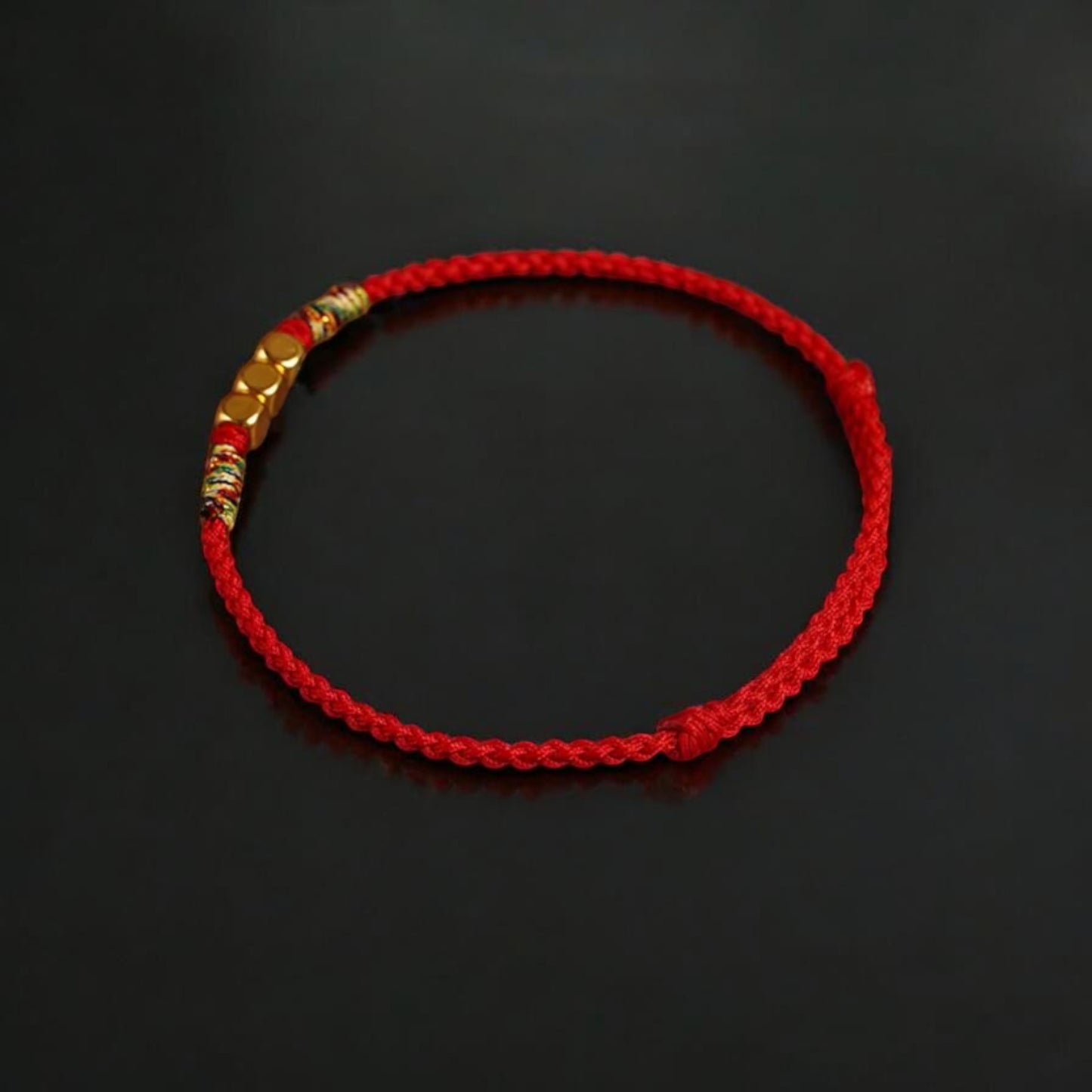 24K 999 Gold Mini Cube Charm Rope Braided Bracelet
