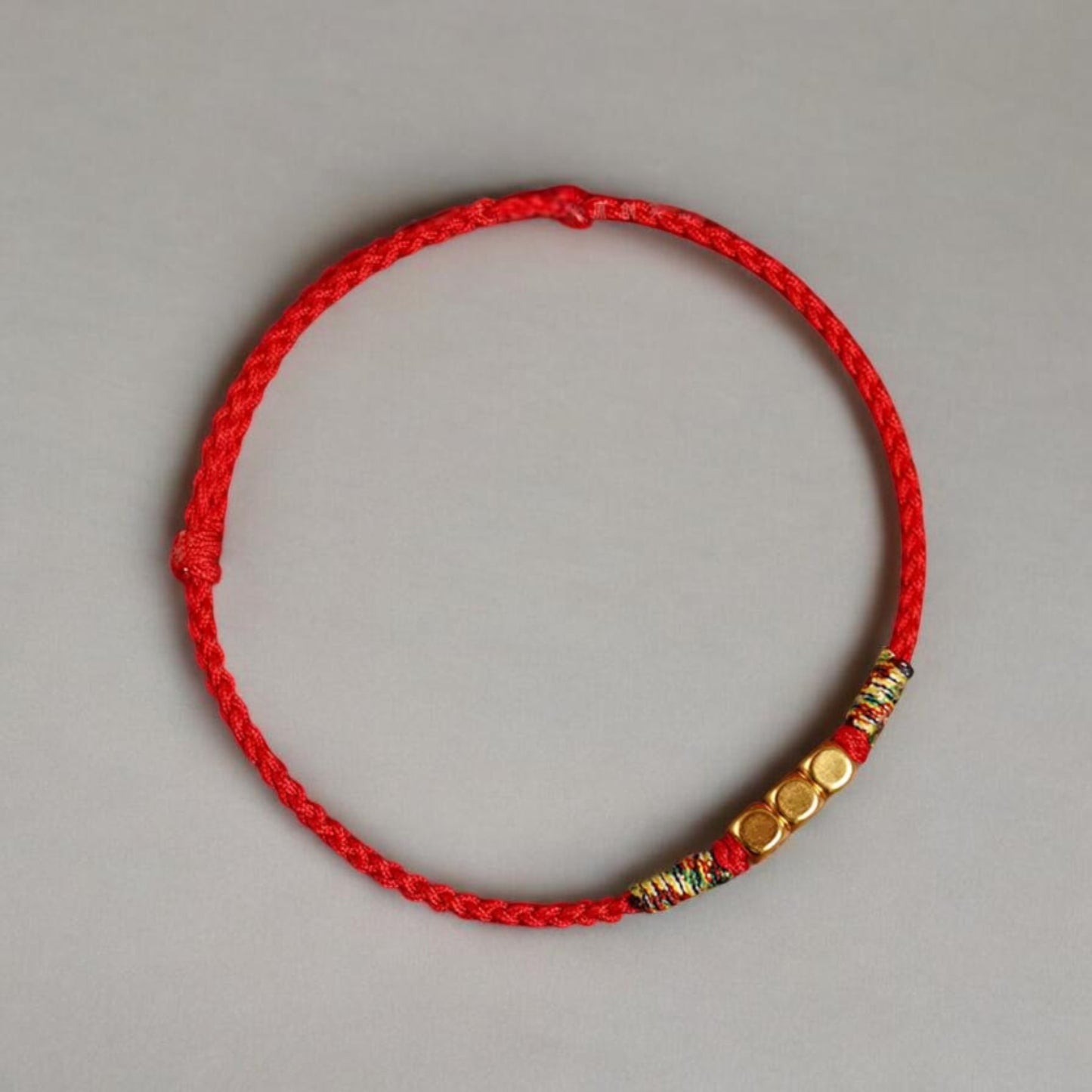 24K 999 Gold Mini Cube Charm Rope Braided Bracelet