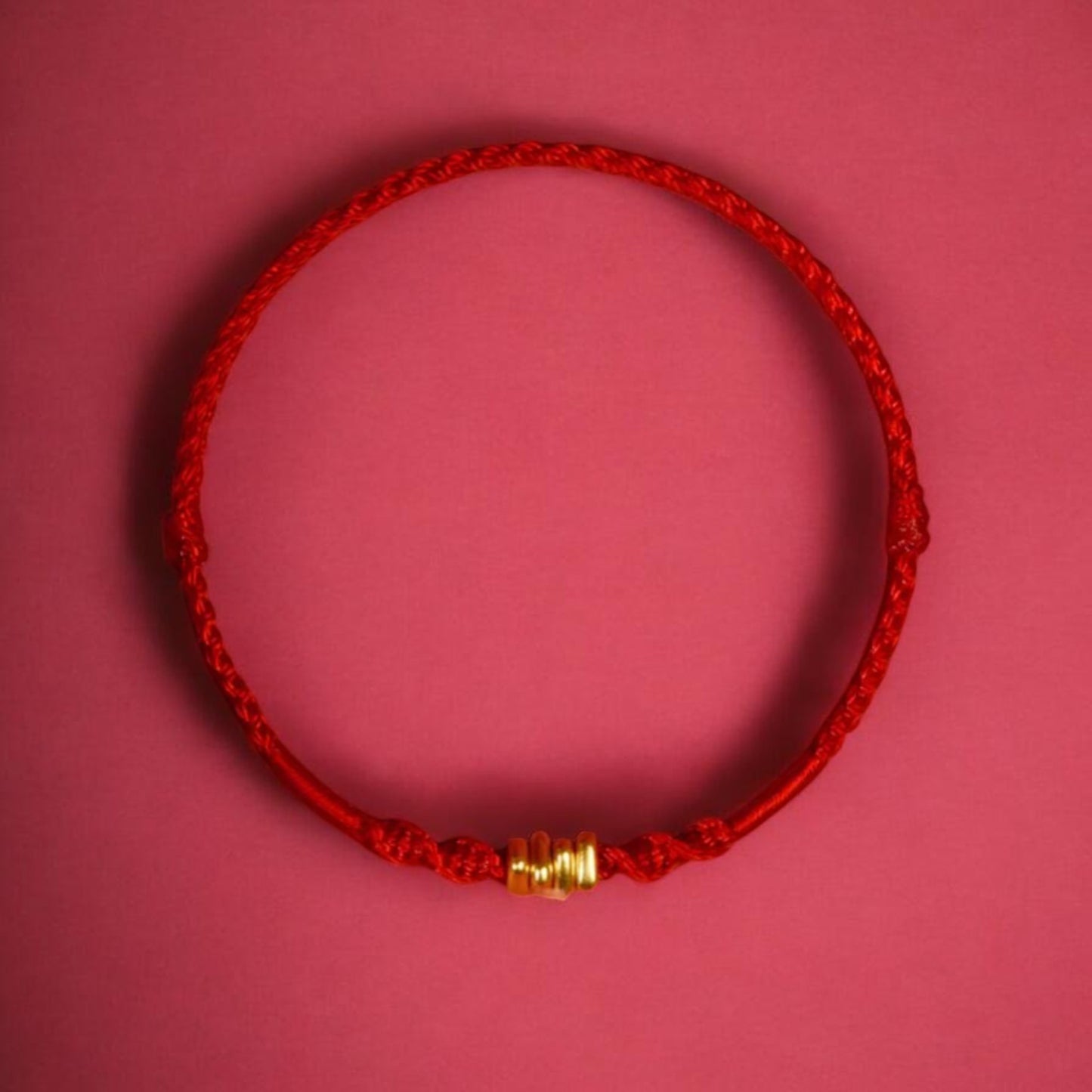 24K 999 Gold Mini Triangle Charm Rope Braided Bracelet