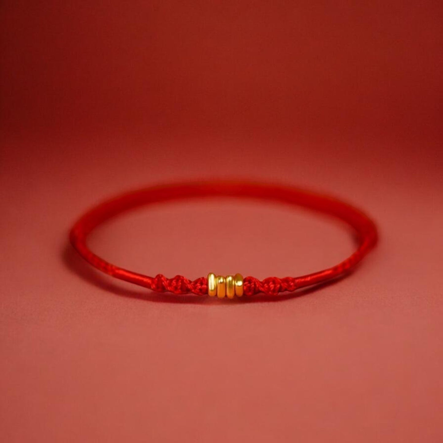 24K 999 Gold Mini Triangle Charm Rope Braided Bracelet