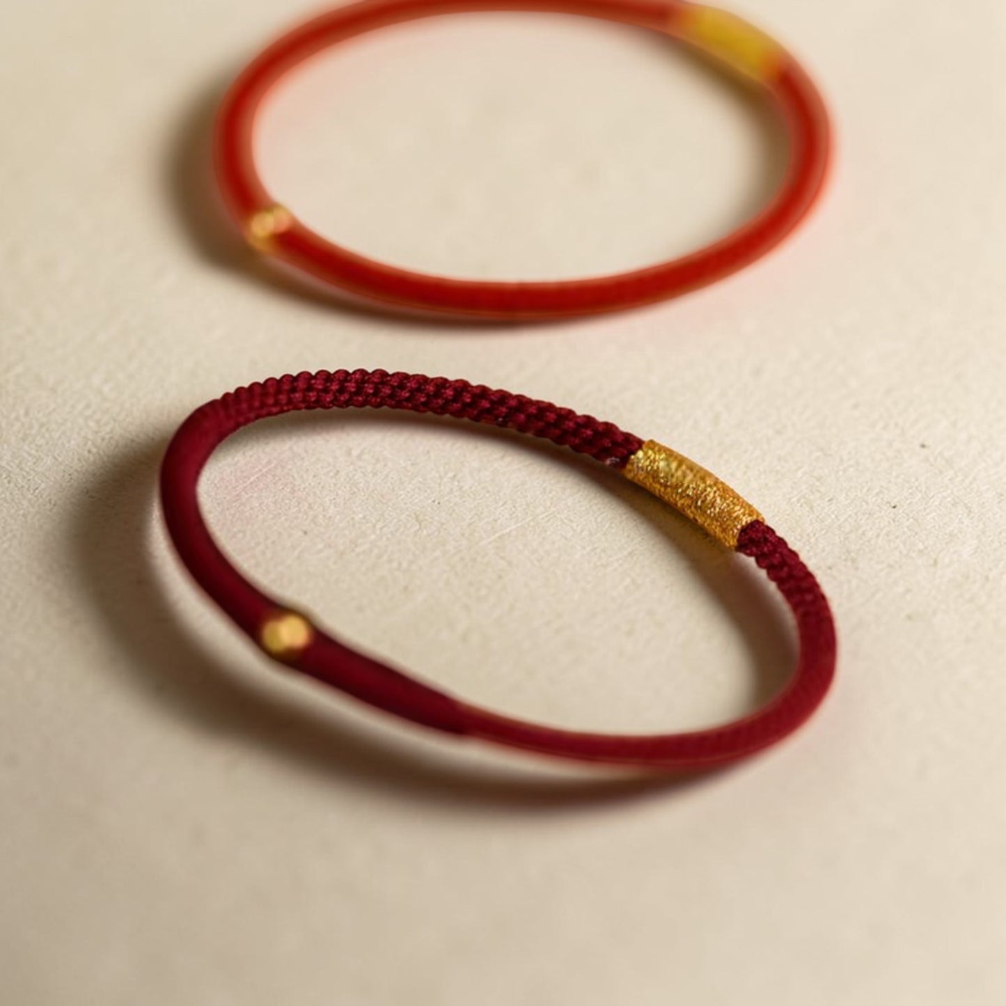 24K 999 Gold Minimal Style Bead Rope Braided Bracelet