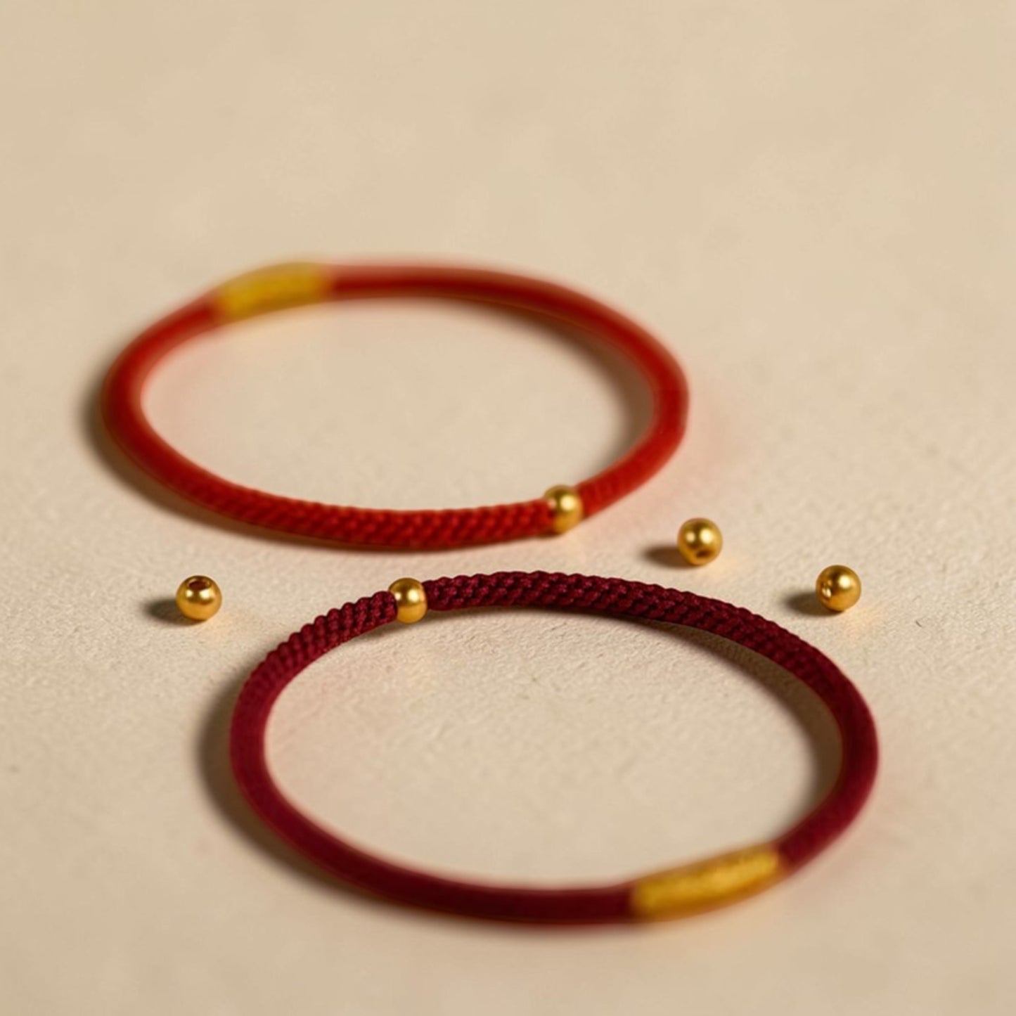 24K 999 Gold Minimal Style Bead Rope Braided Bracelet